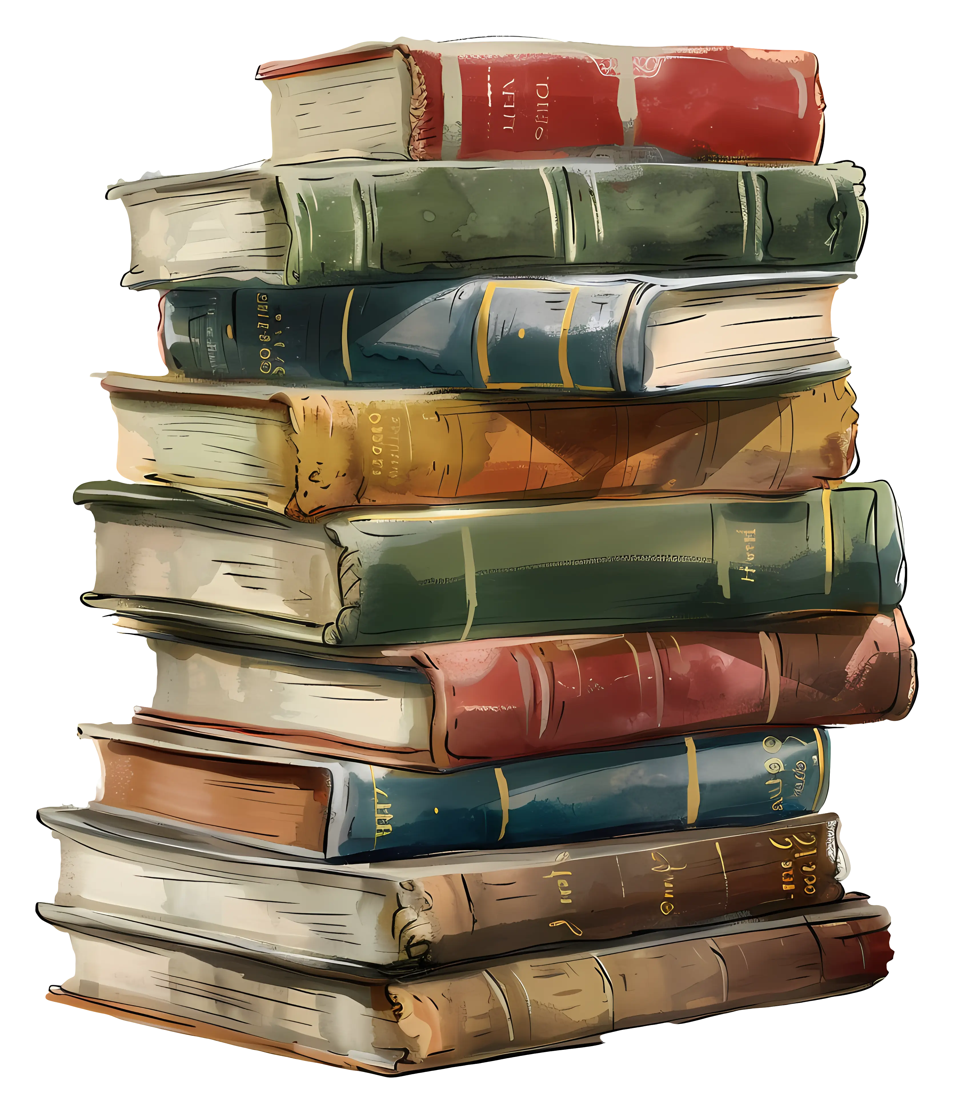 Stack of Old Books Illustration