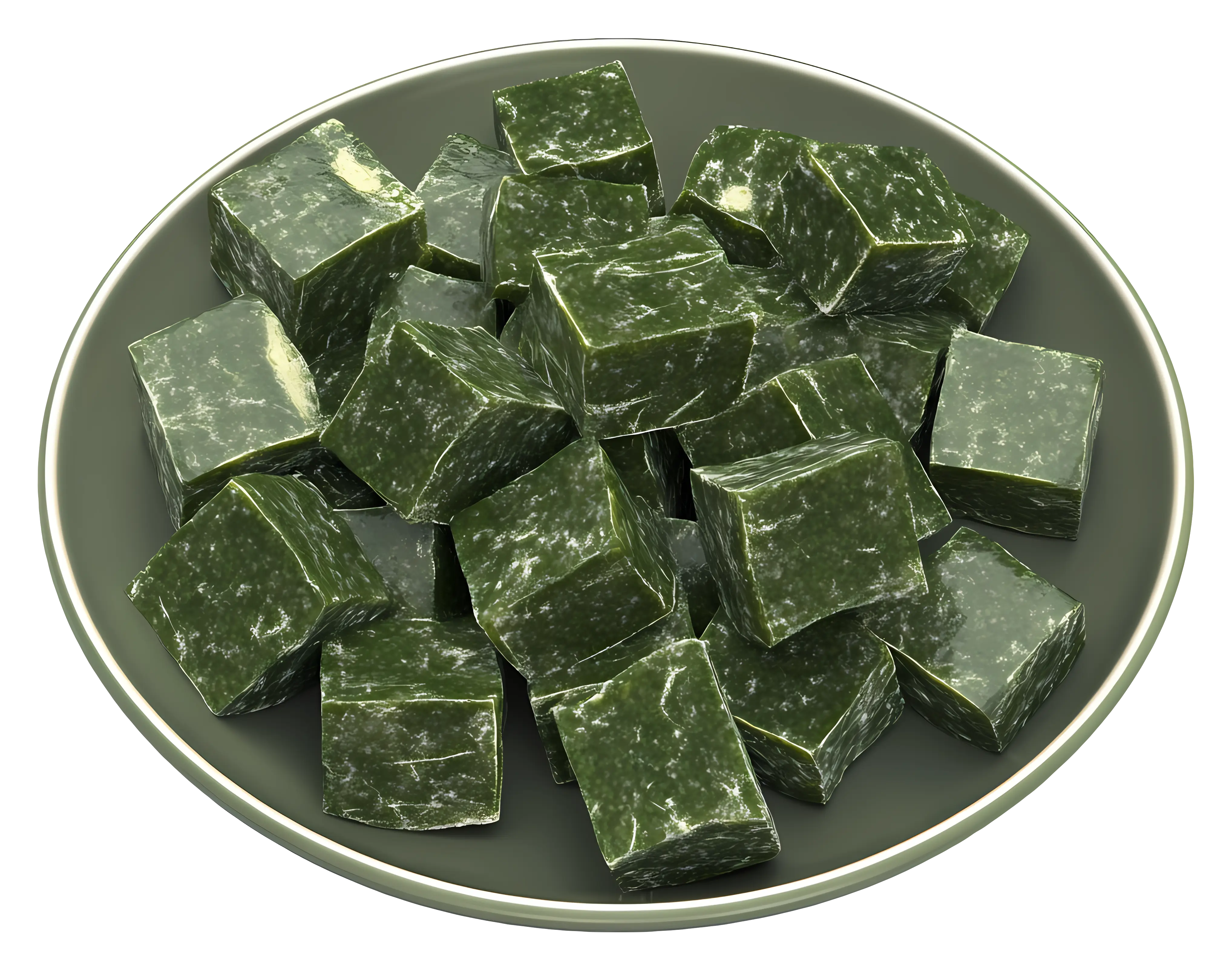 Green Cubes on a Plate