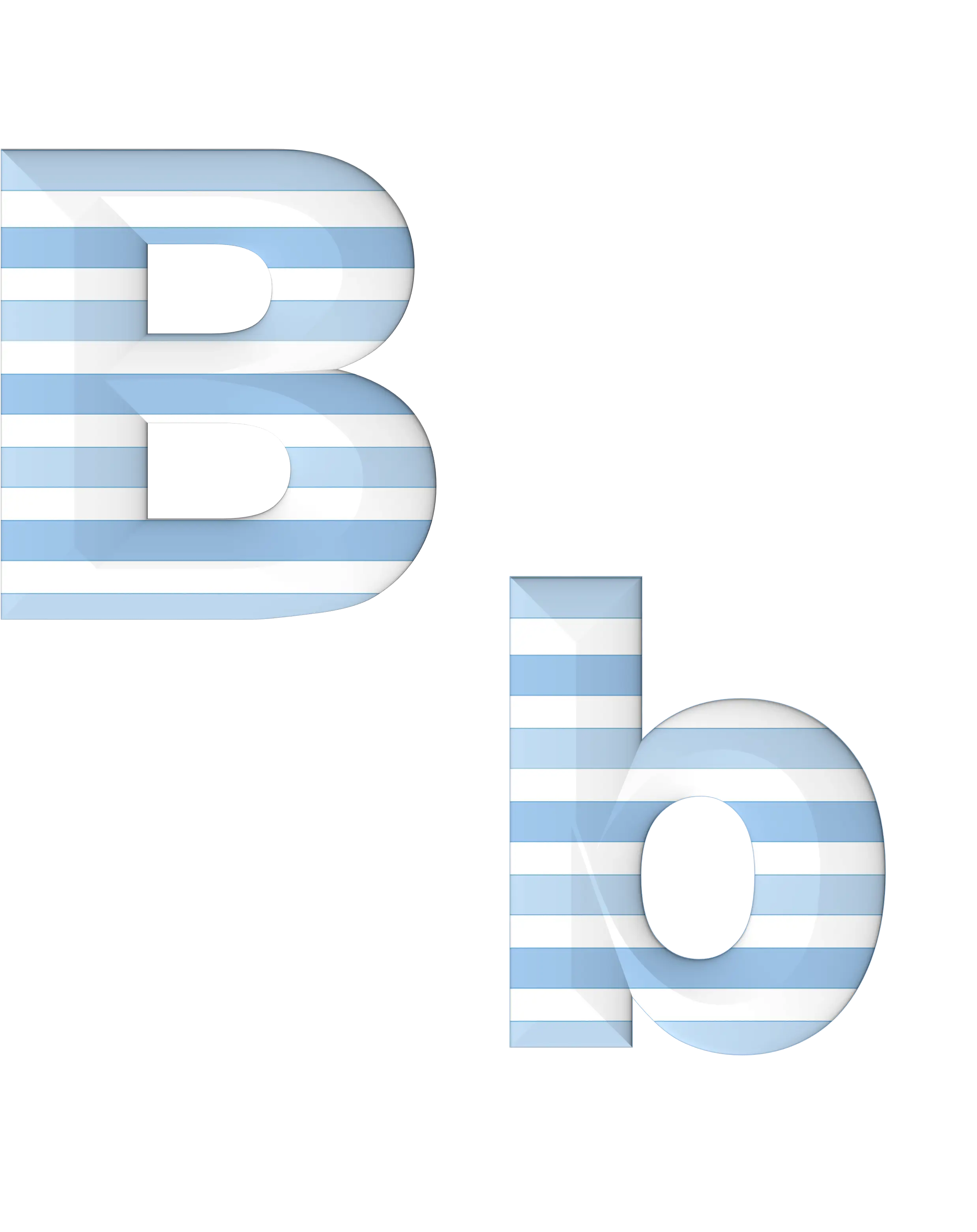 Blue Striped Letter B Typography