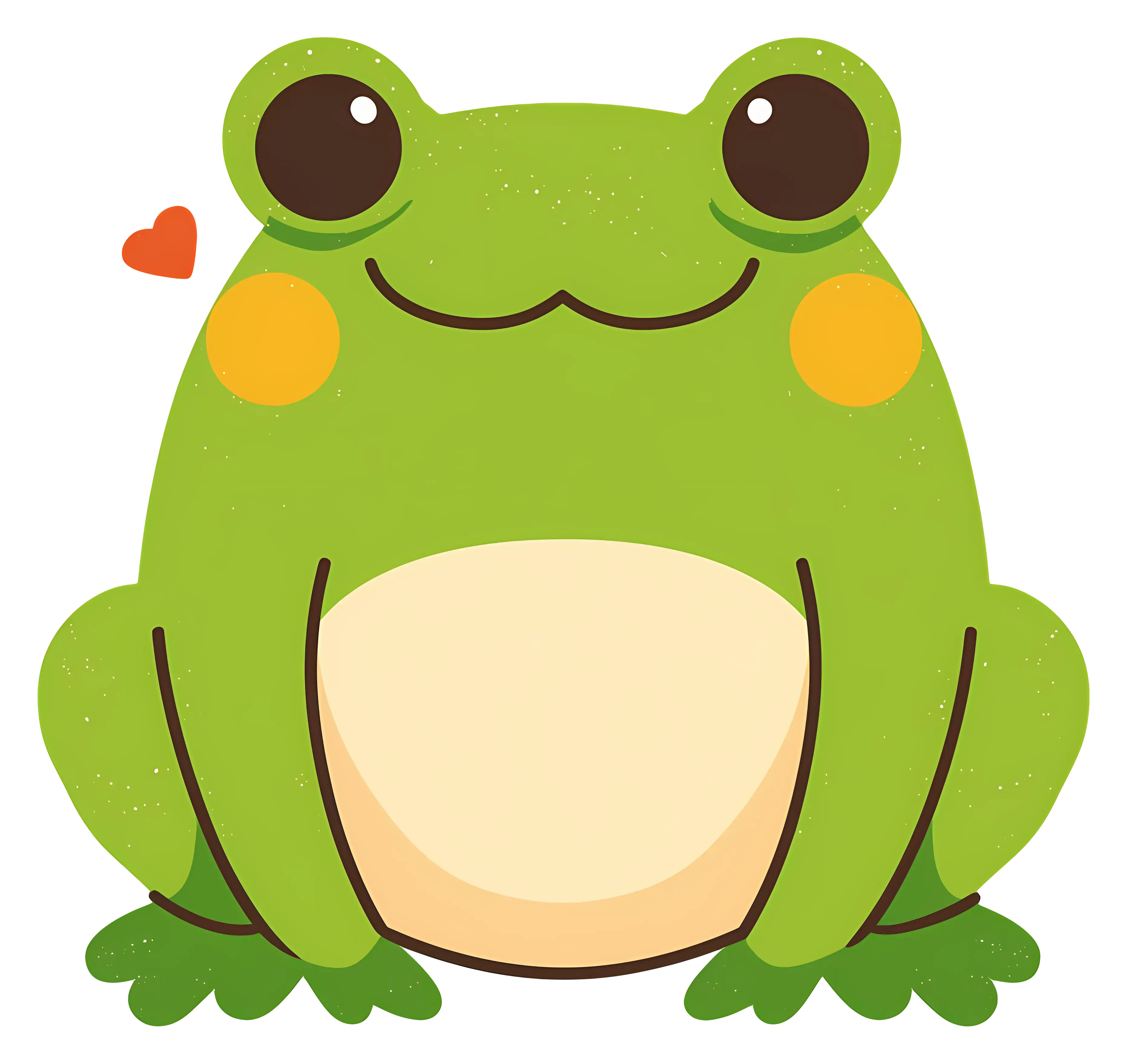 Cute Green Frog Smiling with a Heart