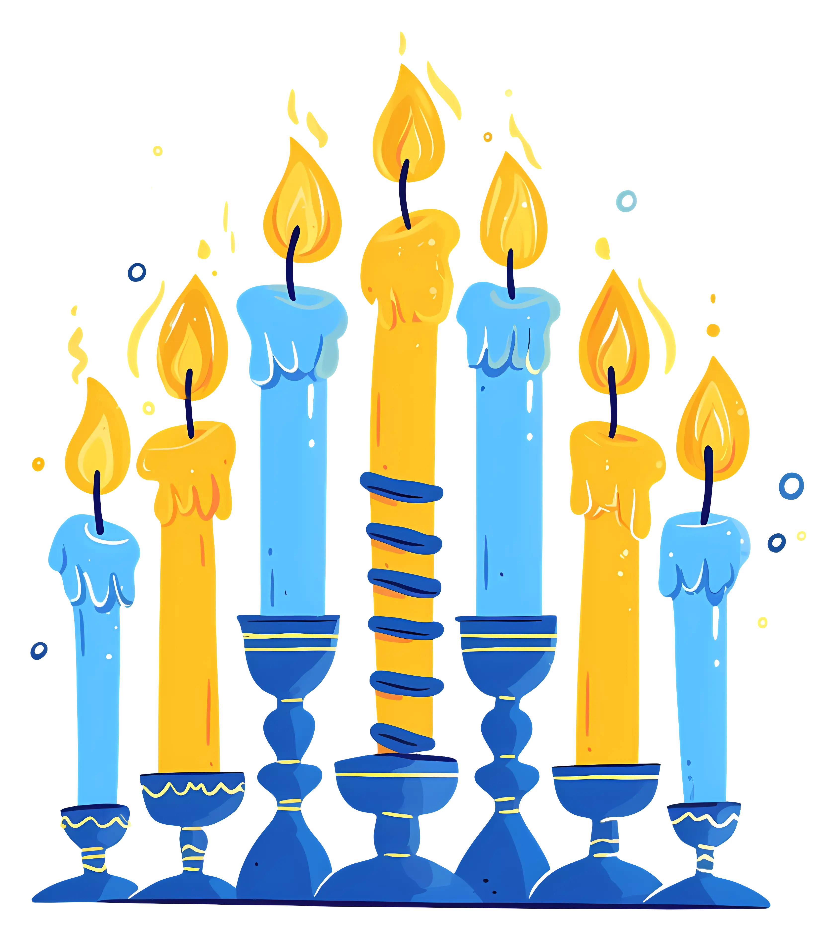 Blue and Yellow Candles for Hanukkah Celebration
