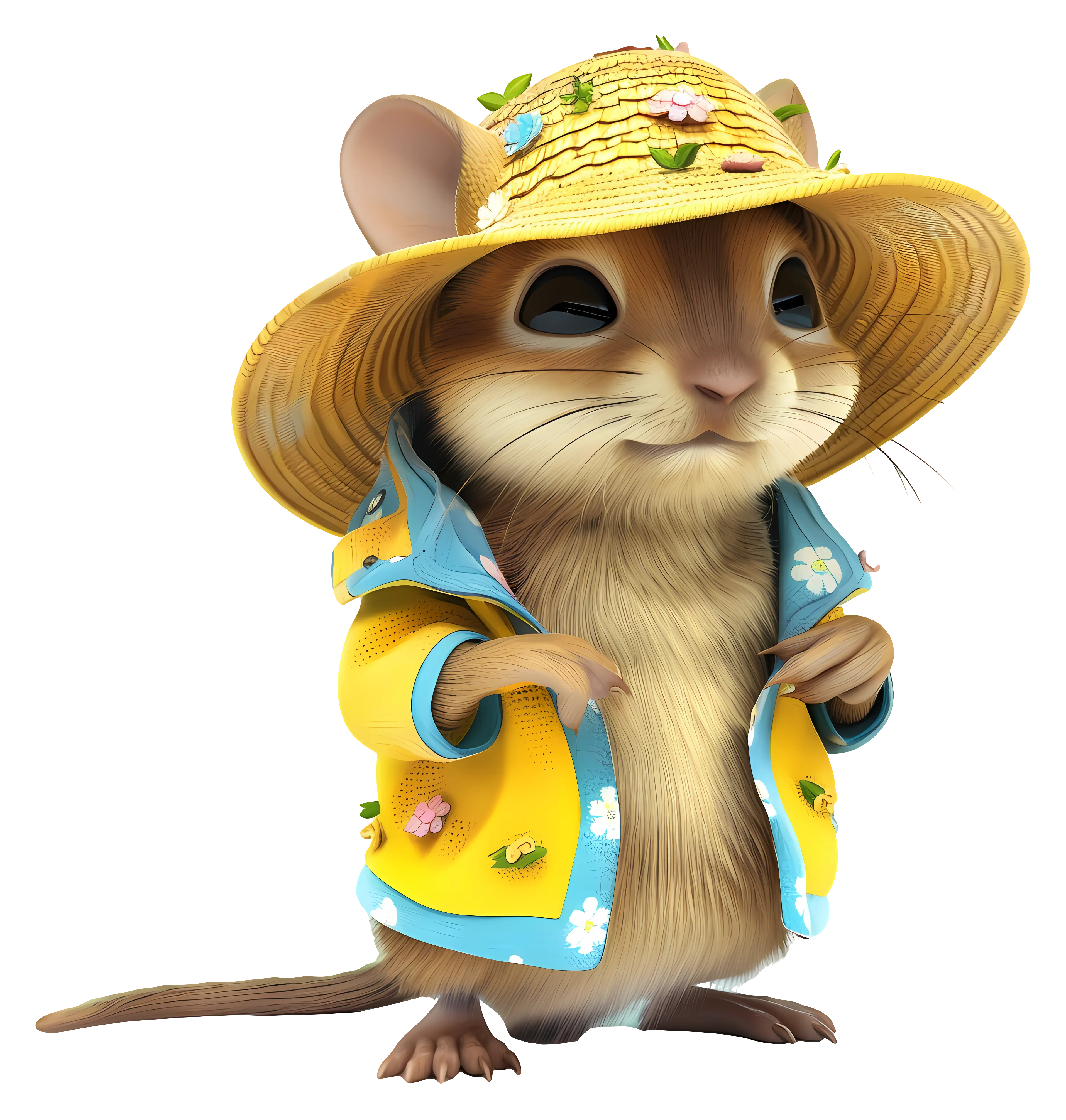 Cute Mouse in Hat and Jacket