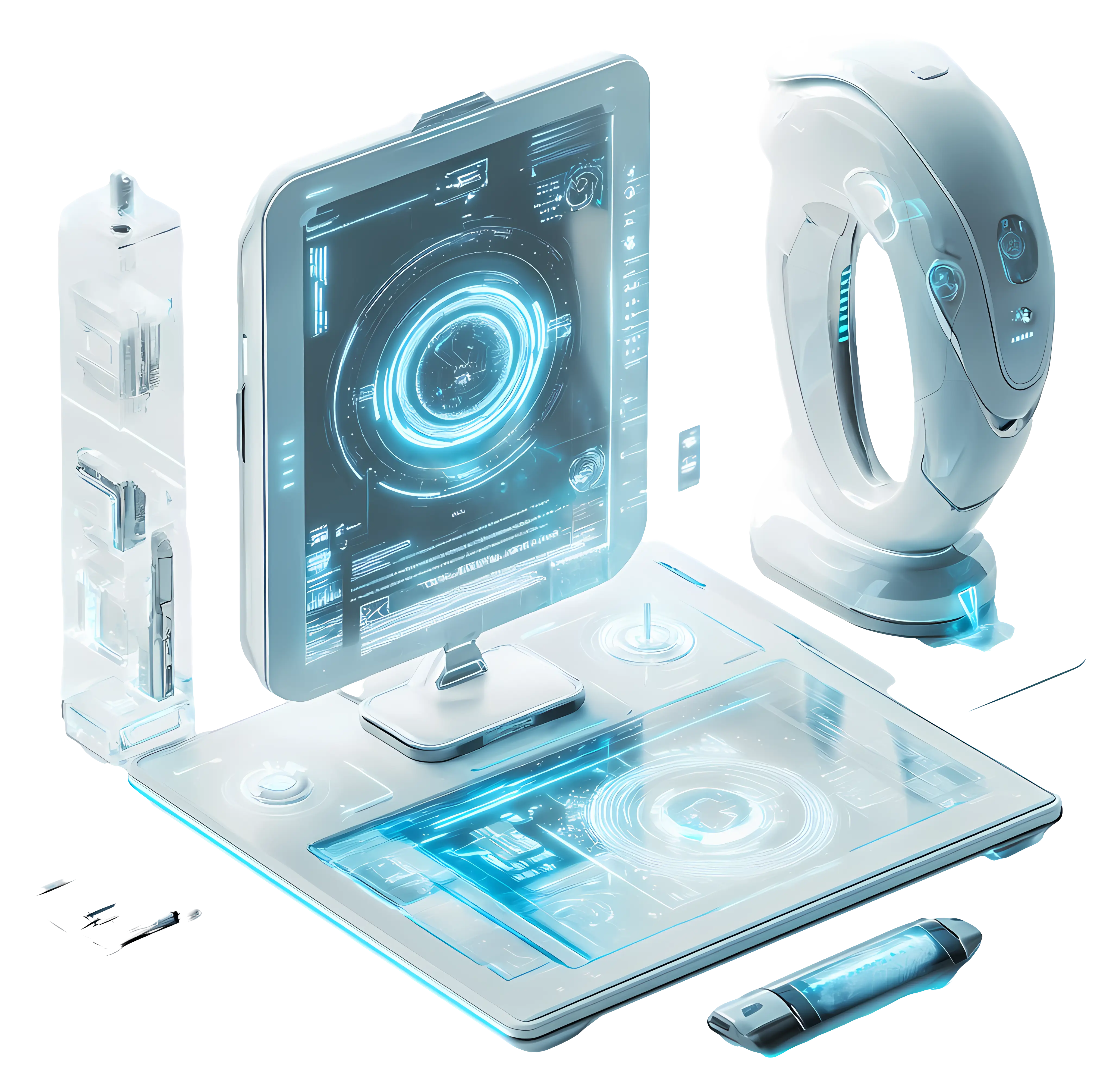Futuristic Device with Holographic Interface
