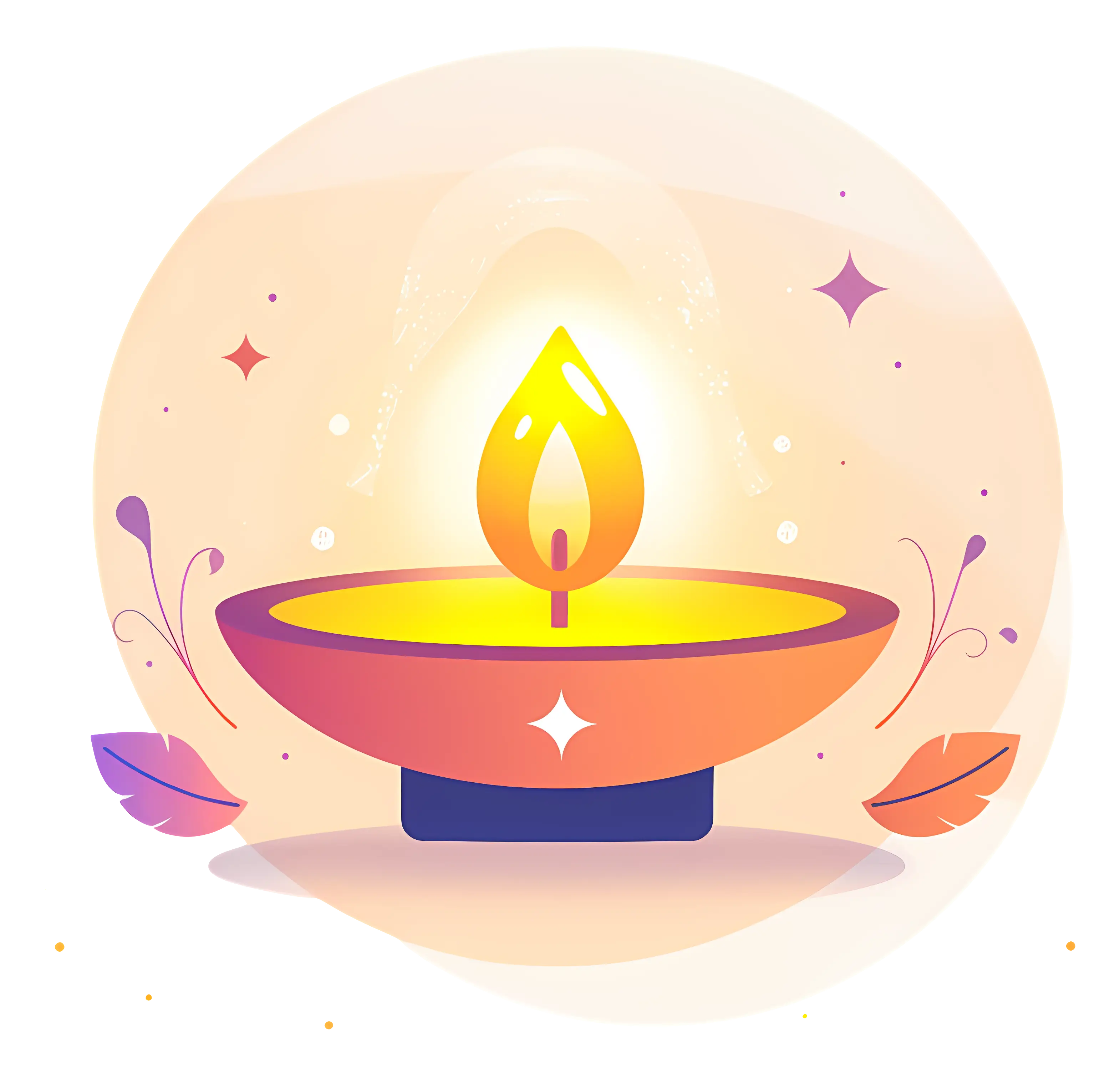Glowing Diya Lamp for Diwali Festival