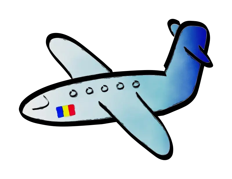 Airplane with Romanian Flag Illustration