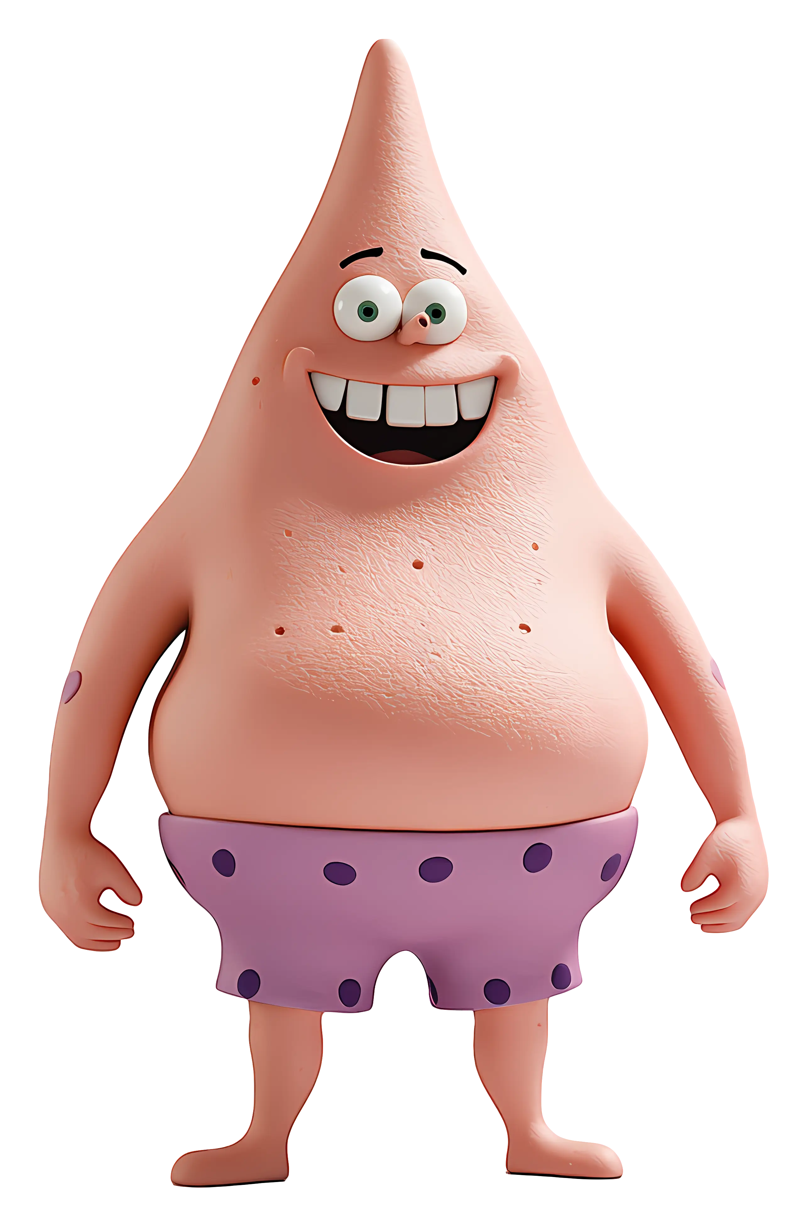 Cartoon Starfish Character in Polka Dot Shorts