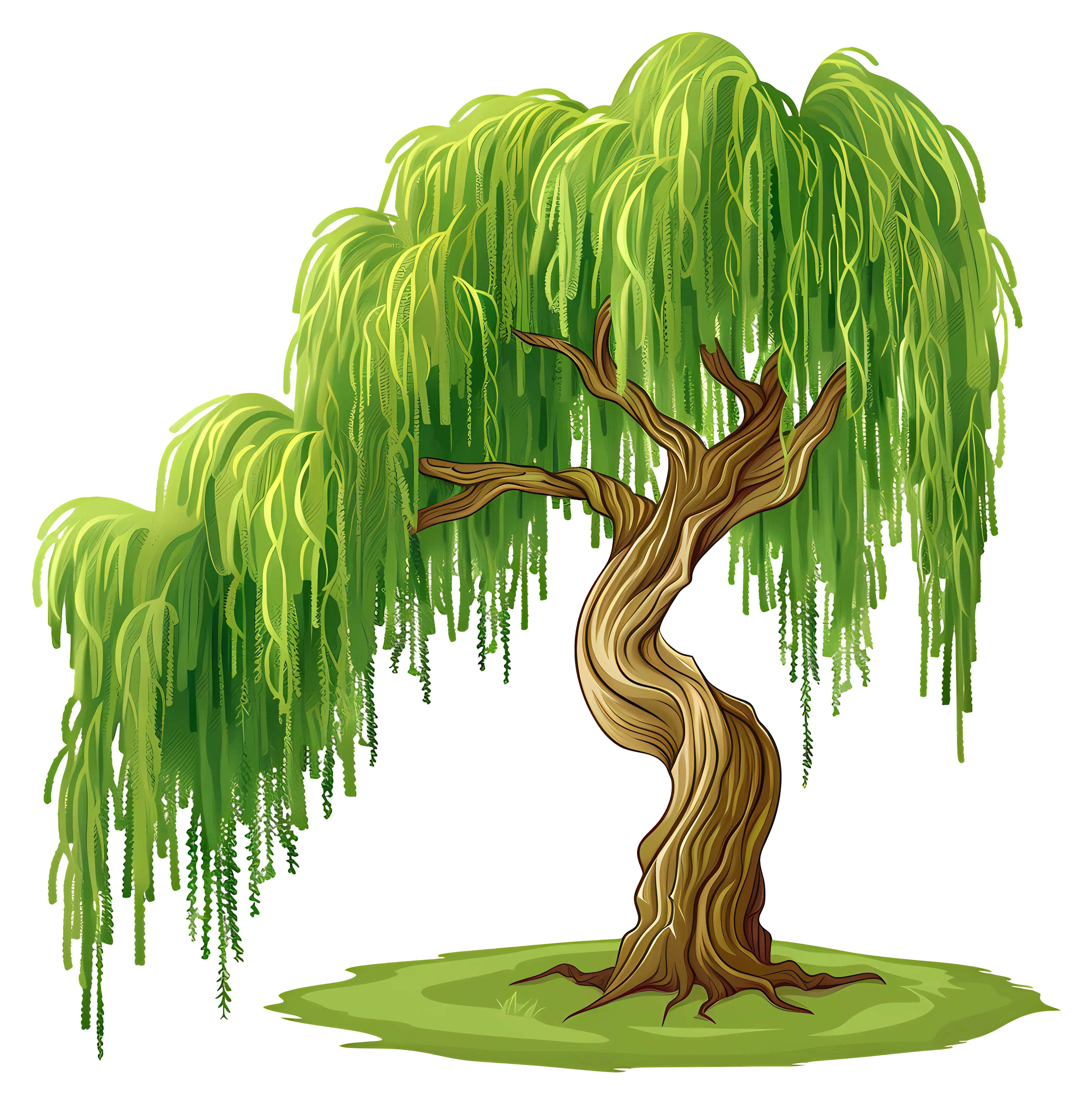 Green Willow Tree Illustration