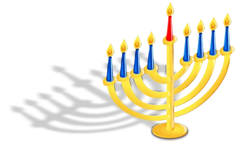 Menorah with Lit Candles for Hanukkah