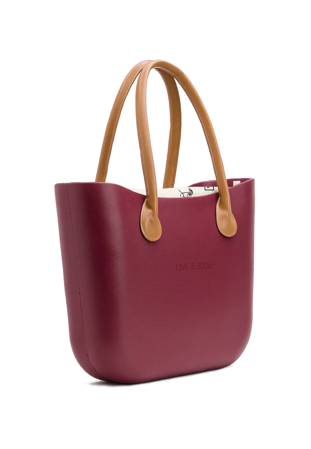 Stylish Red Handbag with Brown Handles