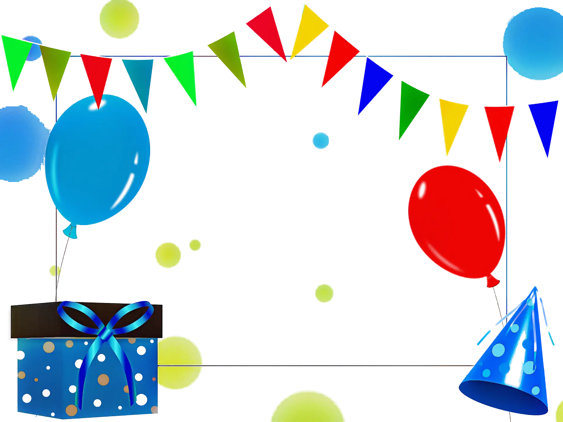 Birthday Celebration Border with Balloons and Gift Box