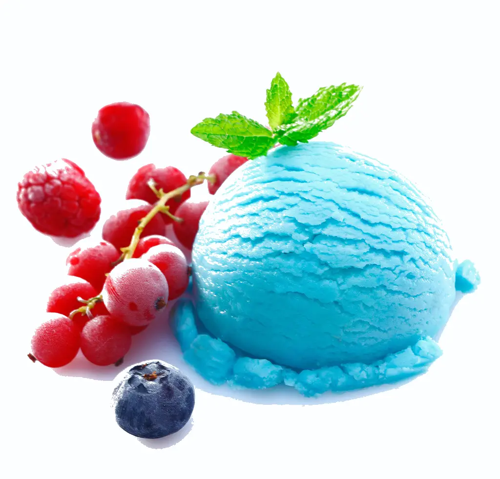 Blue Ice Cream with Berries