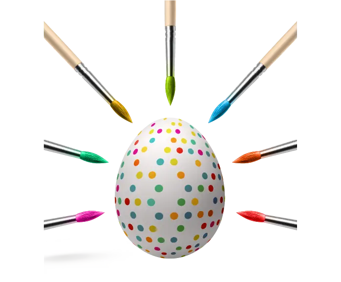 Colorful Painted Egg with Brushes