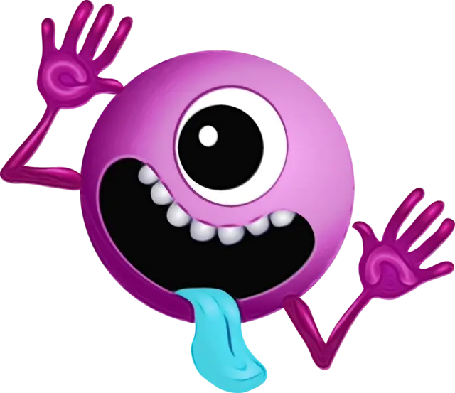 Goofy Purple Cartoon Monster with One Eye
