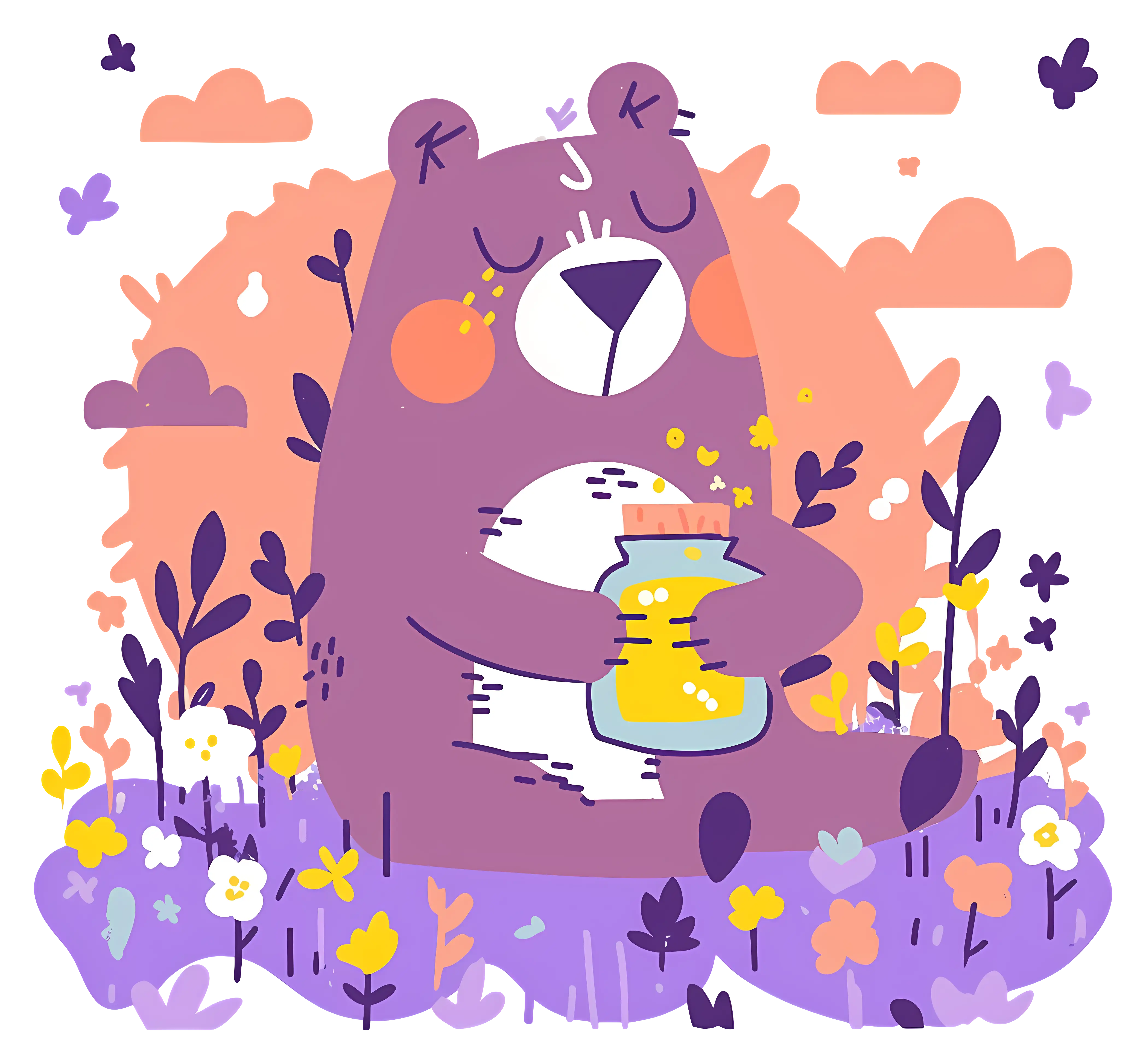 Cartoon Bear Holding Honey