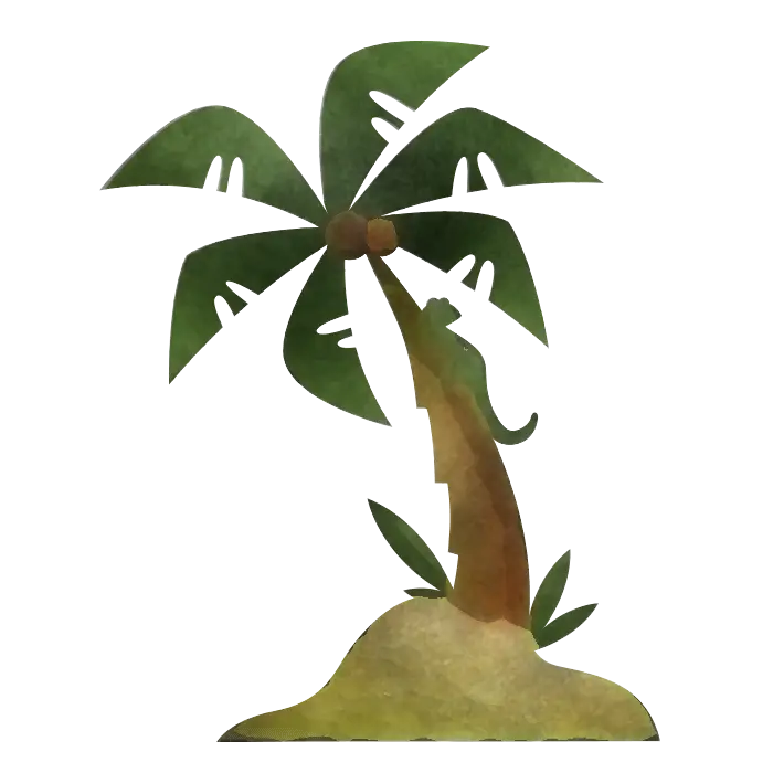 Monkey on Palm Tree Illustration