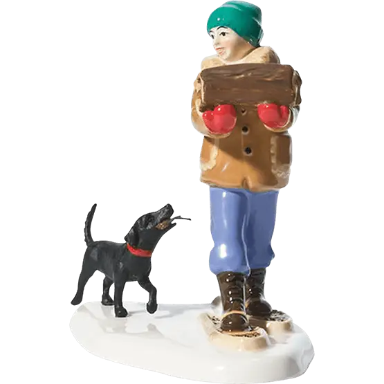 Winter Figurine with Dog