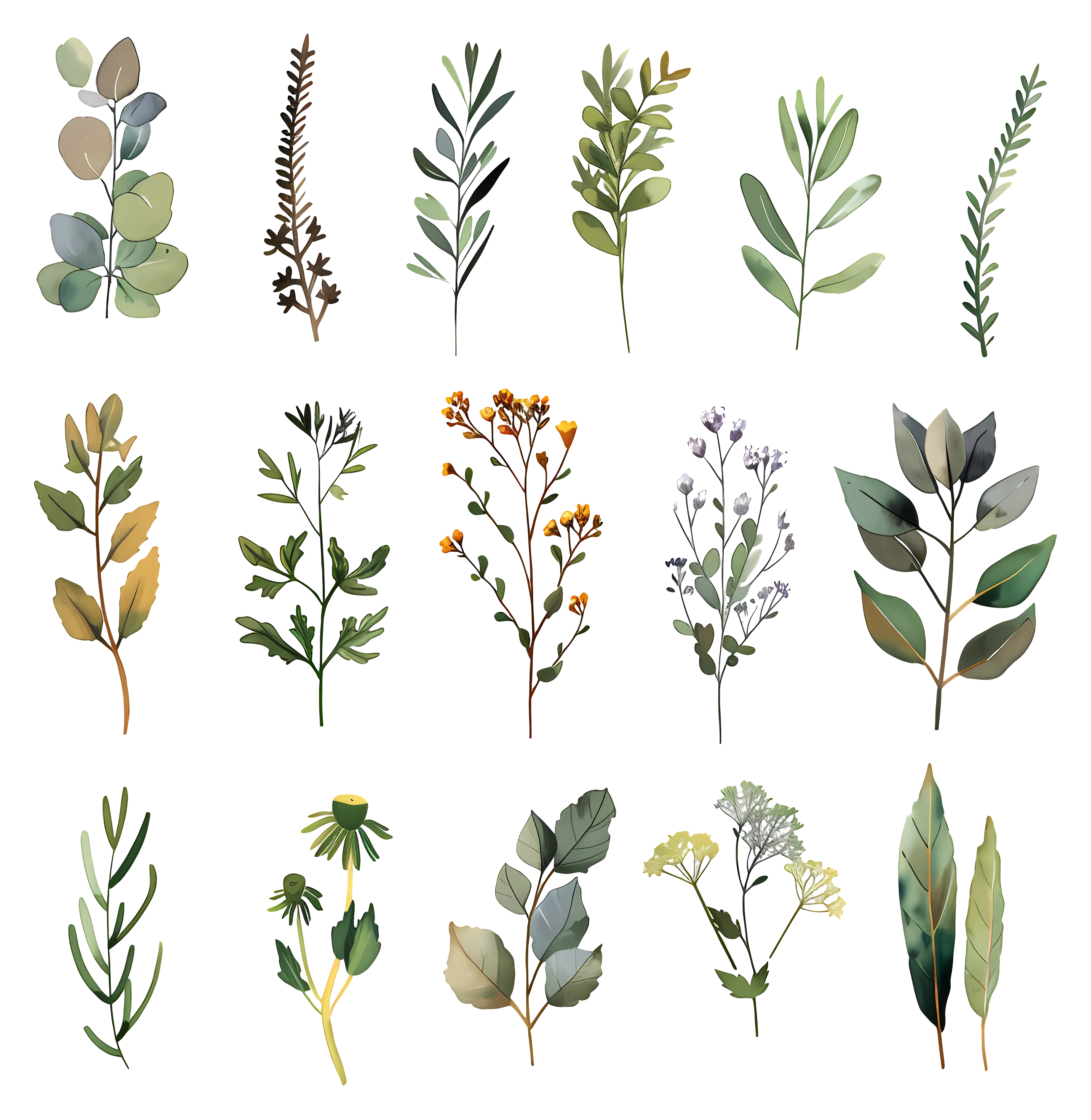 Green Botanical Illustrations Collection