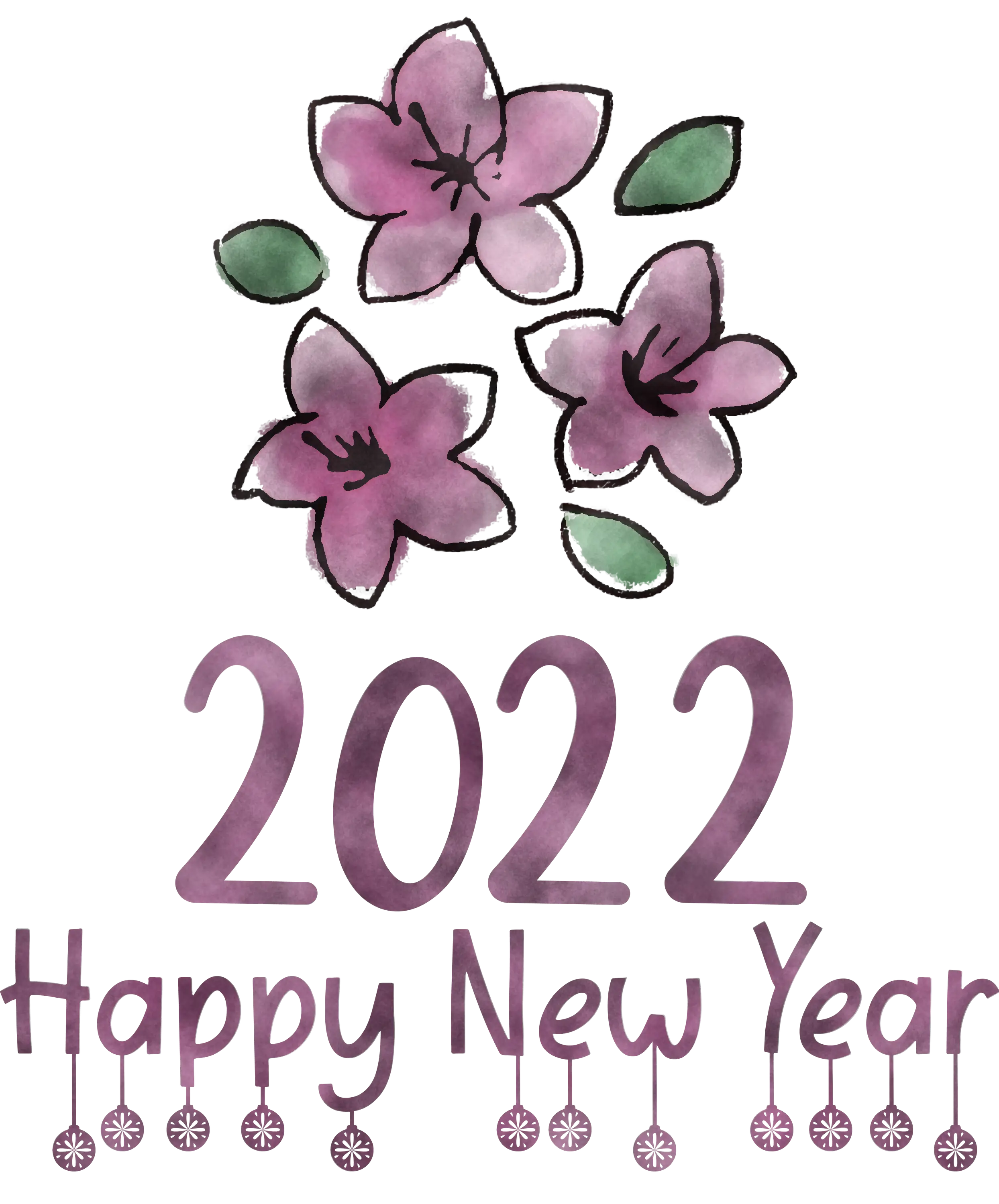 Happy New Year 2022 Floral Illustration