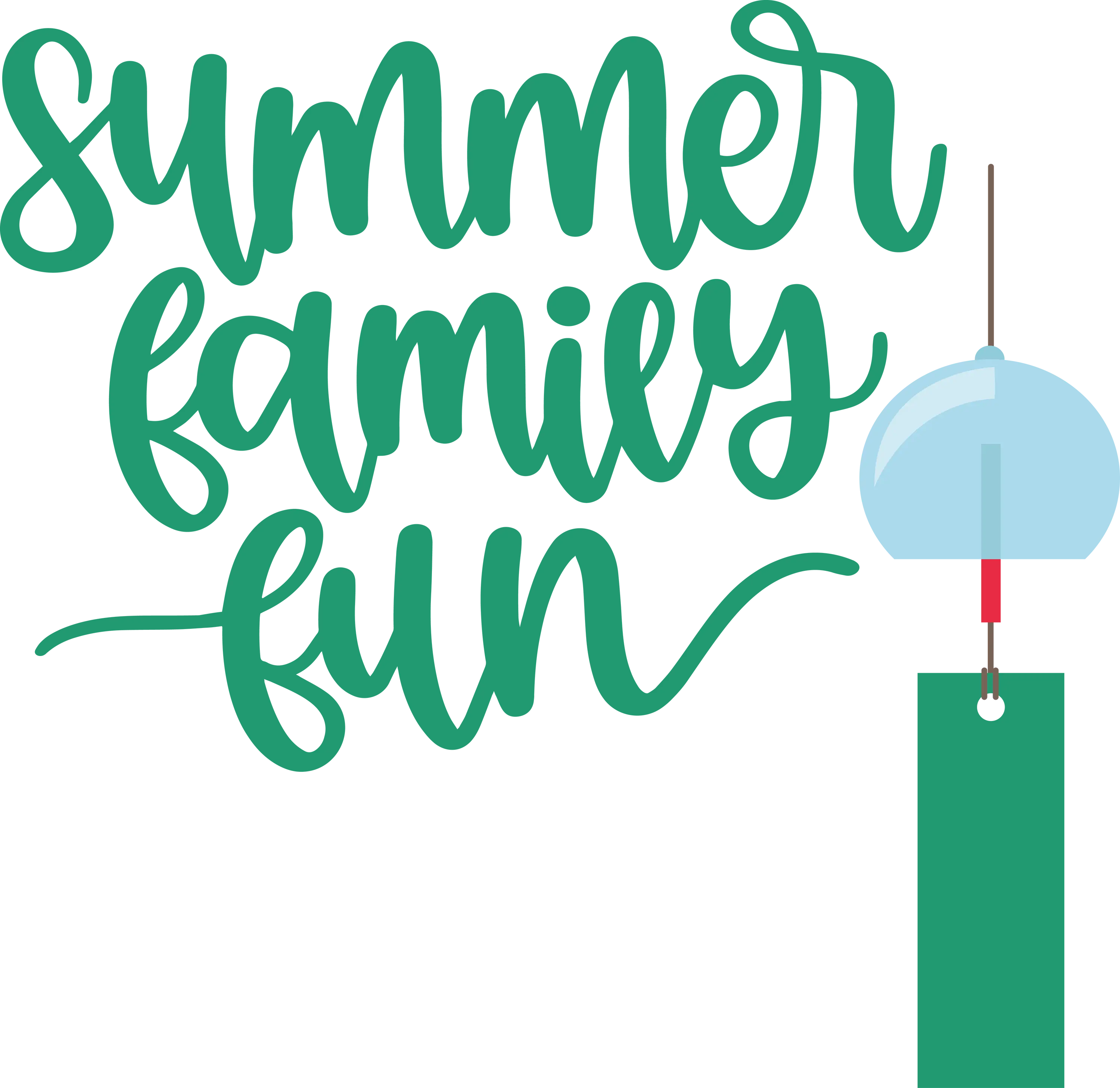 Summer Family Fun Text Illustration