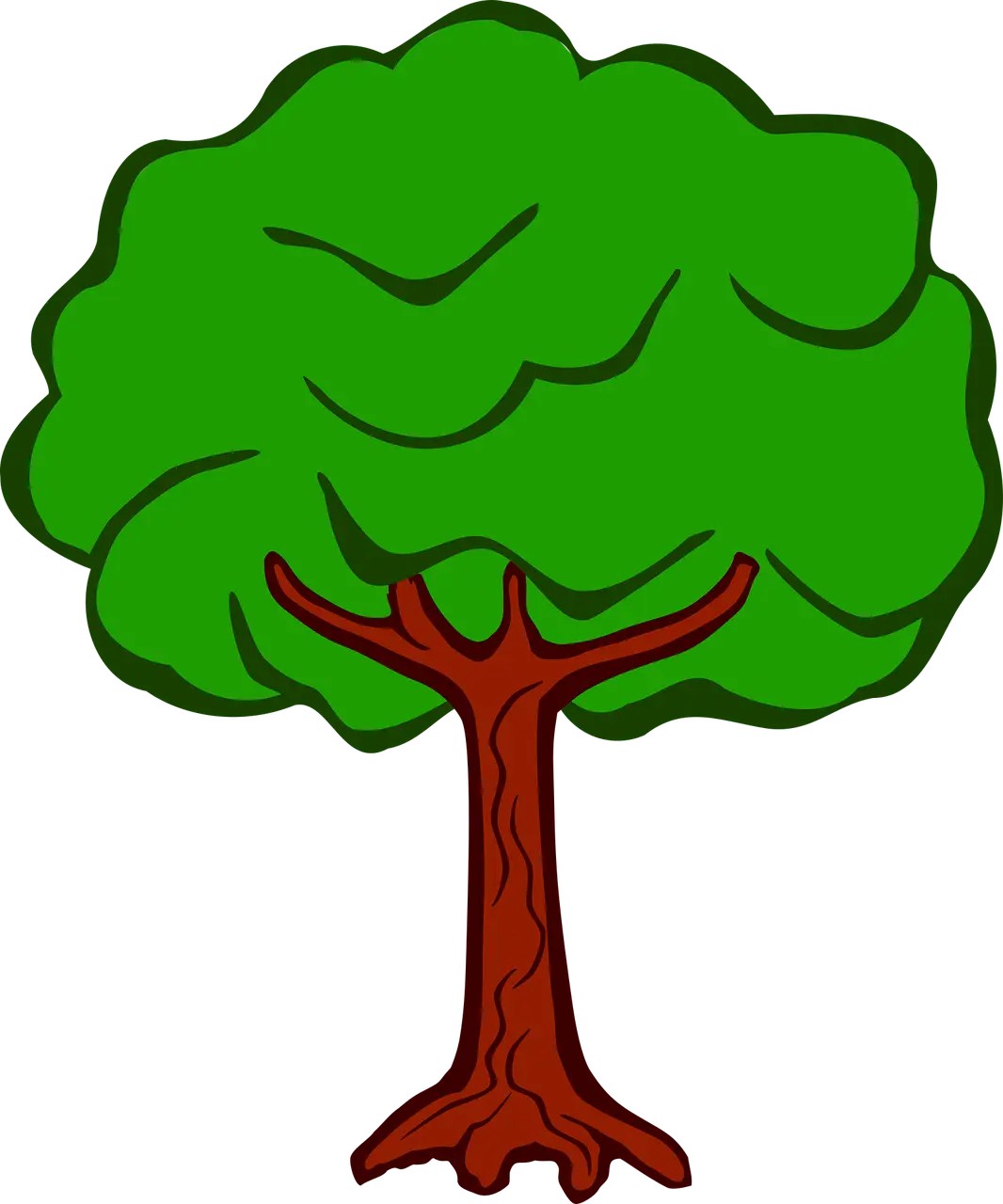 Cartoon Green Leafy Tree Illustration