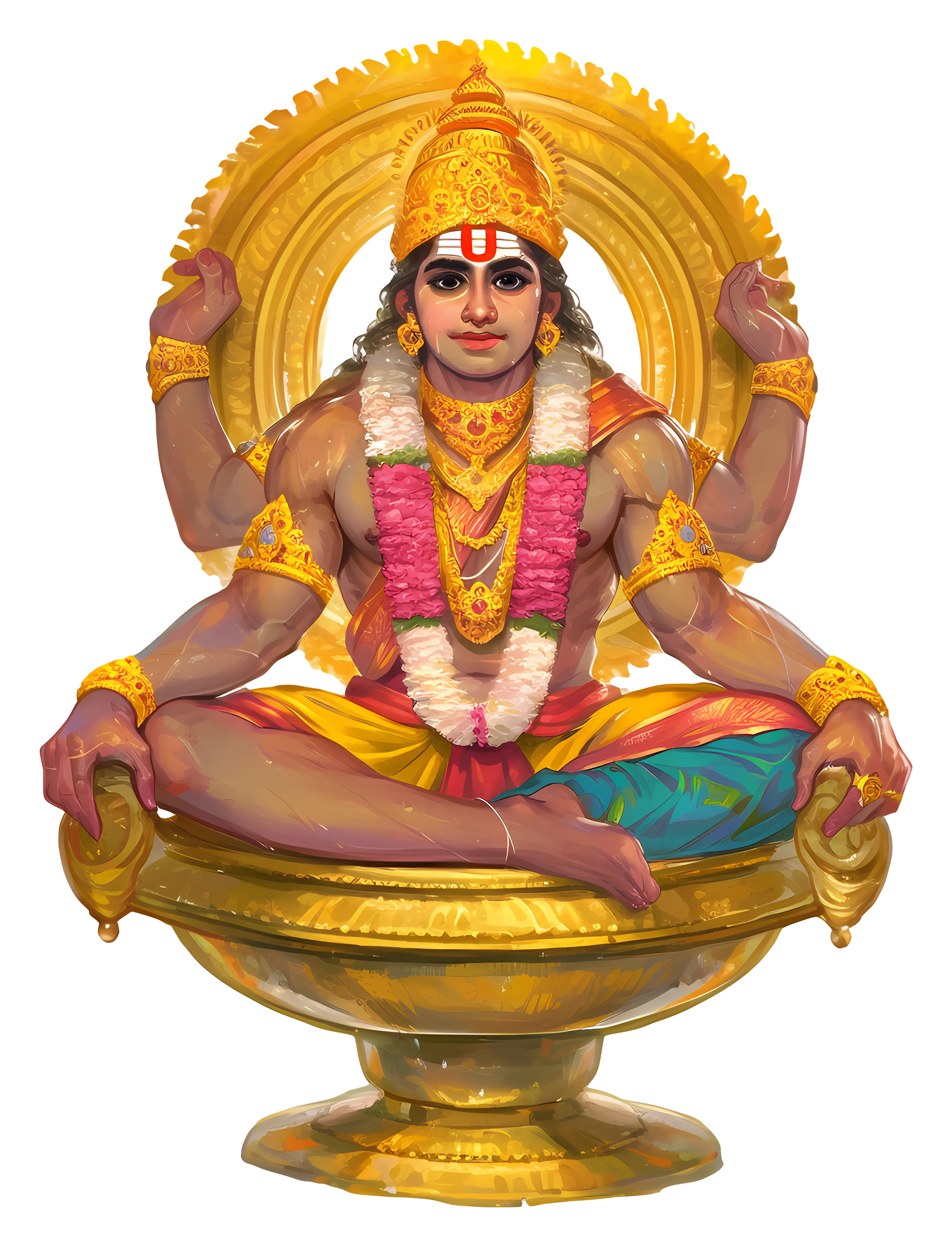 Hindu Deity Illustration in Golden Adornment