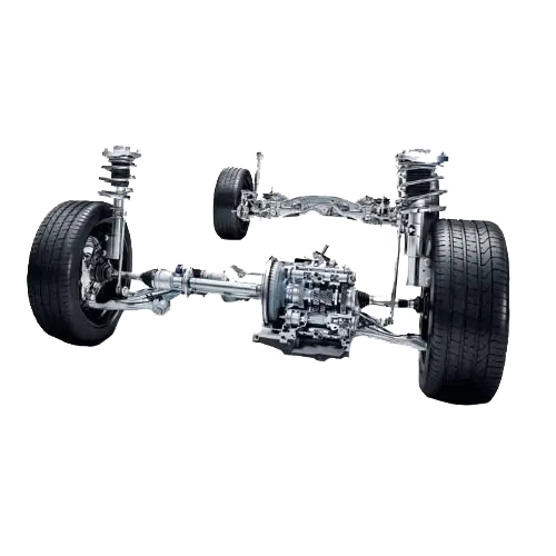 Detailed Car Chassis with Wheels