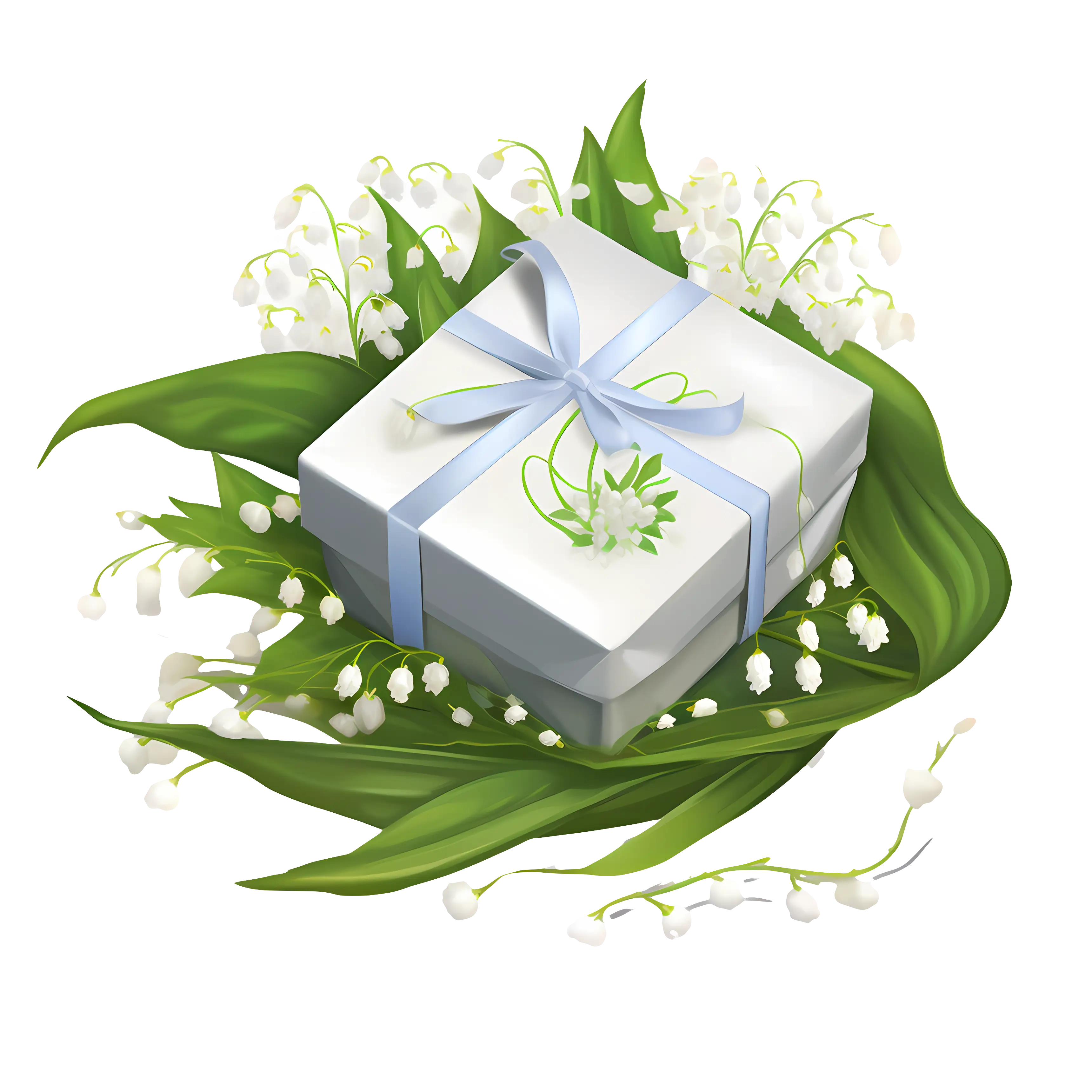 Elegant Gift Box Decorated with White Lily Flowers