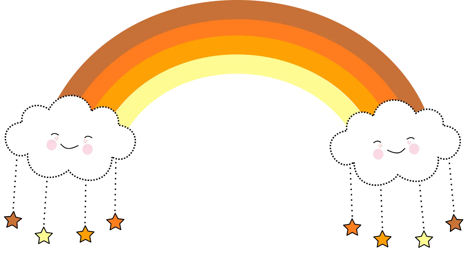 Rainbow and Smiling Clouds Cartoon Illustration