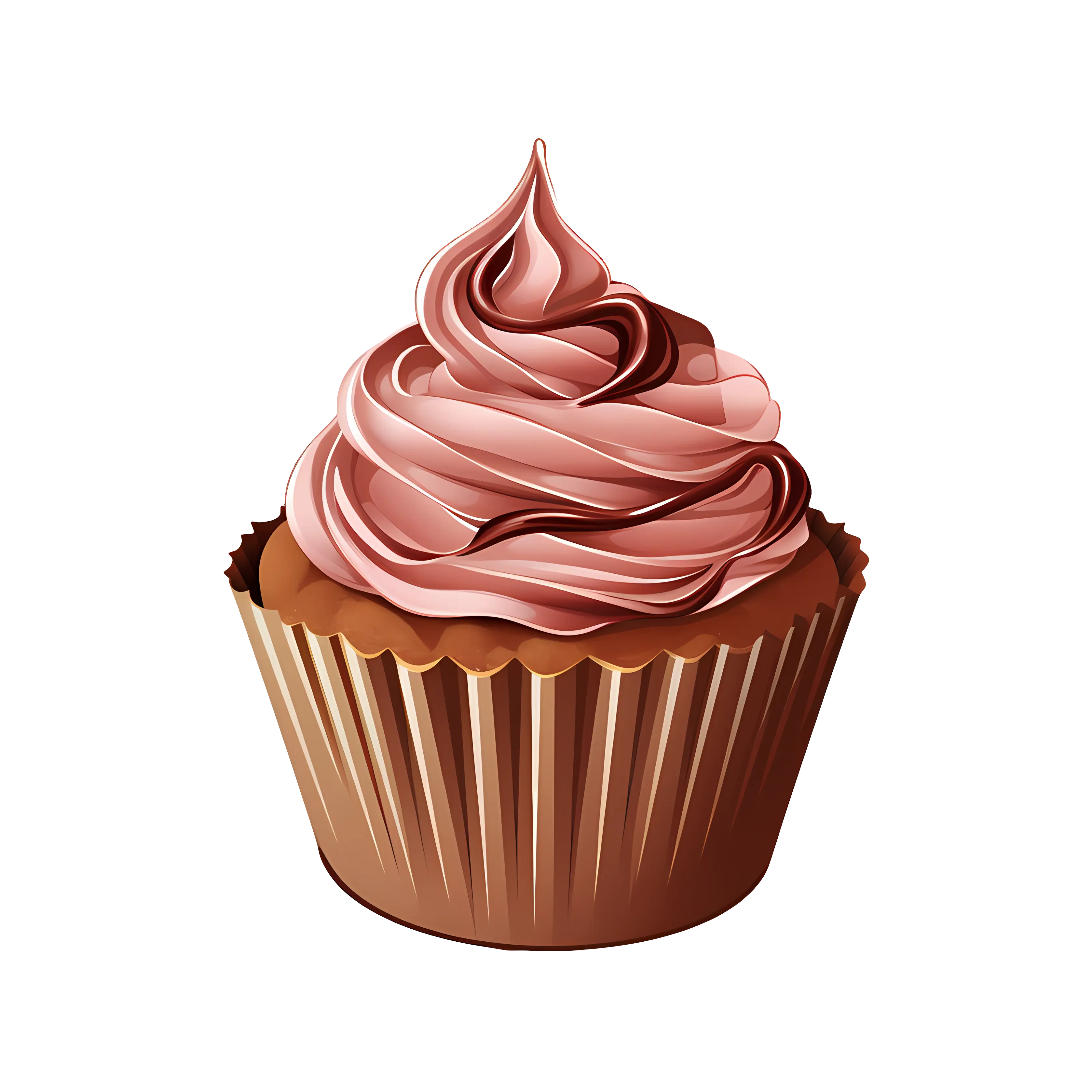 Delicious Chocolate Cupcake with Pink Frosting Illustration
