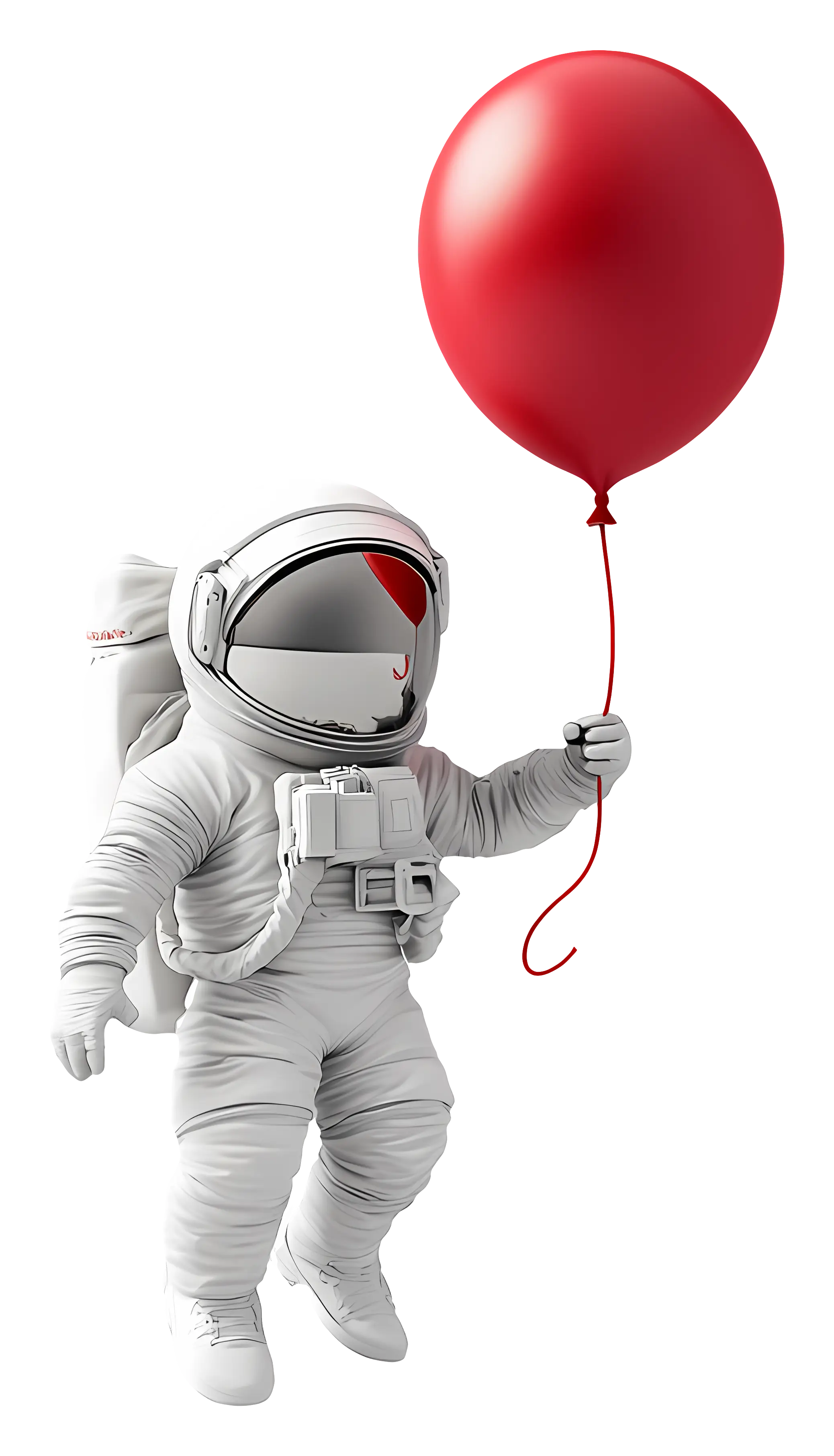 Whimsical Astronaut Holding a Red Balloon