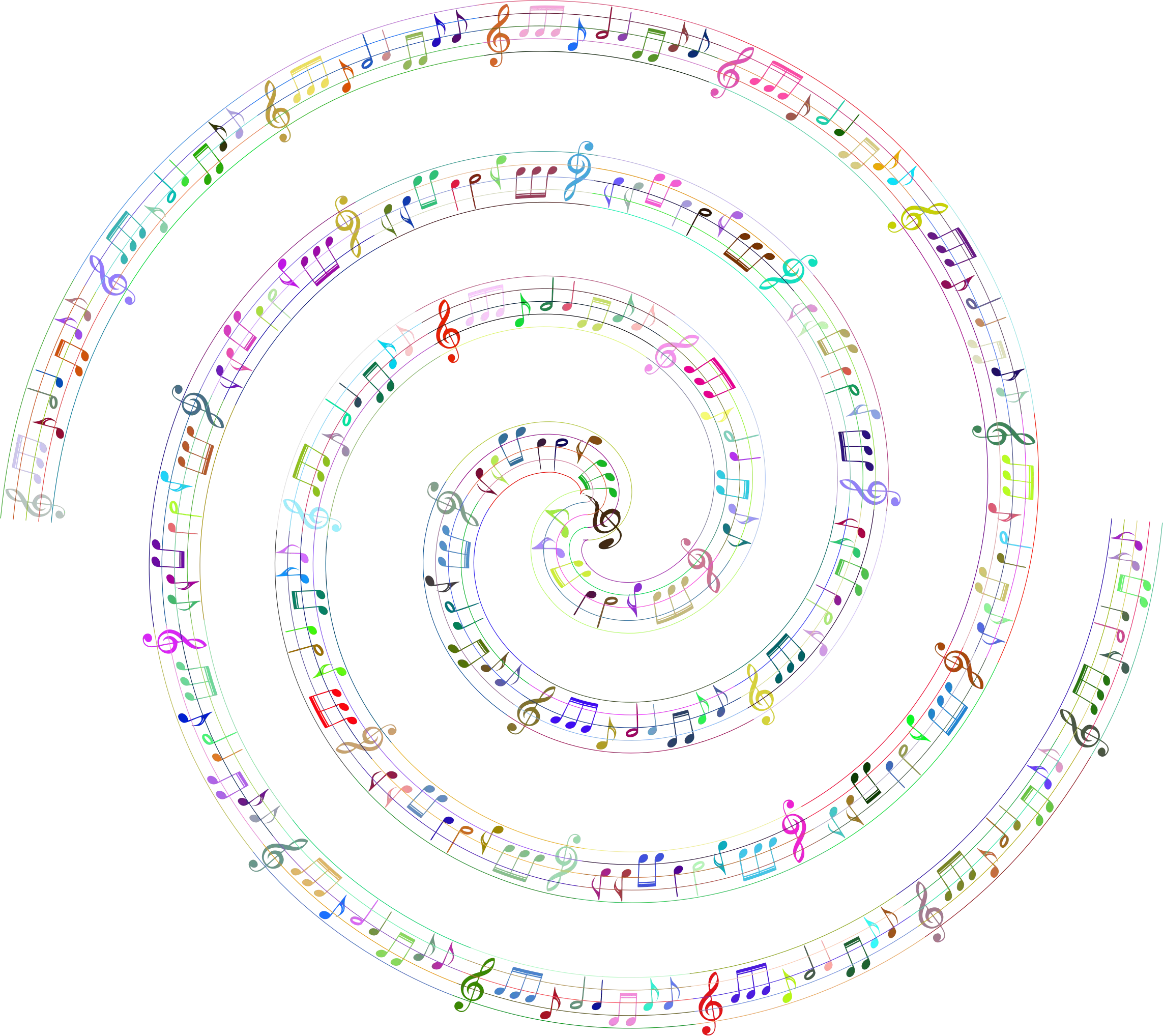 Colorful Musical Notes Spiral