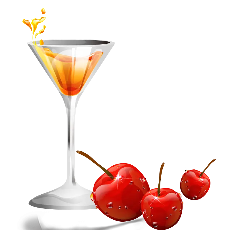 Martini Glass with Cherries Splash