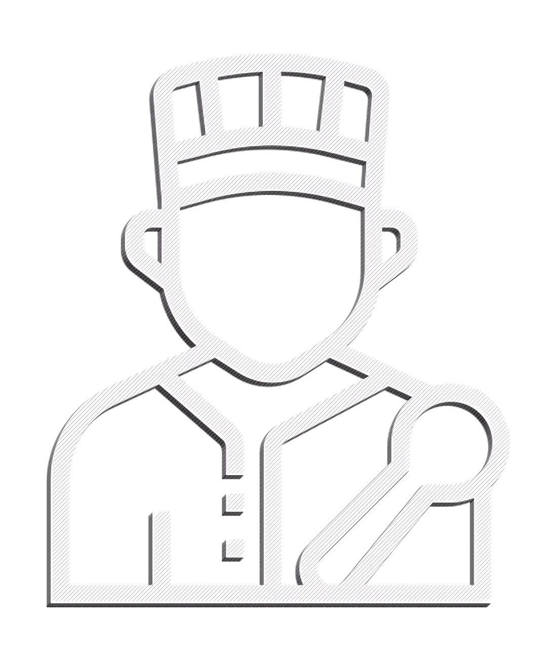 Cartoon Chef Icon with Outline Design