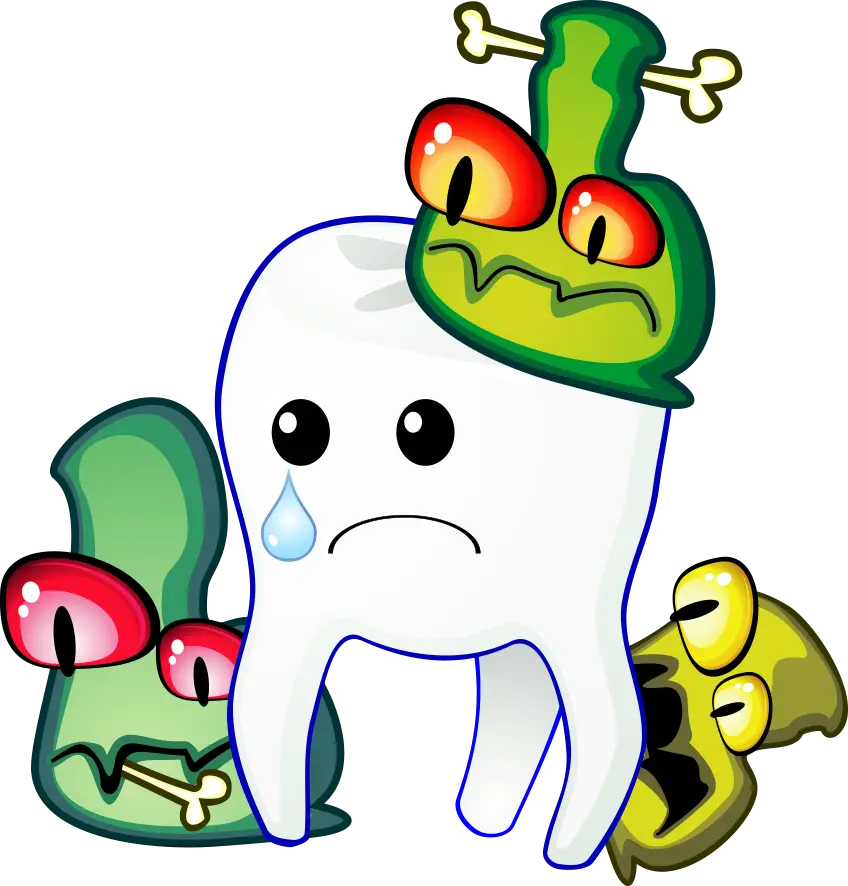 Sad Tooth with Bacteria