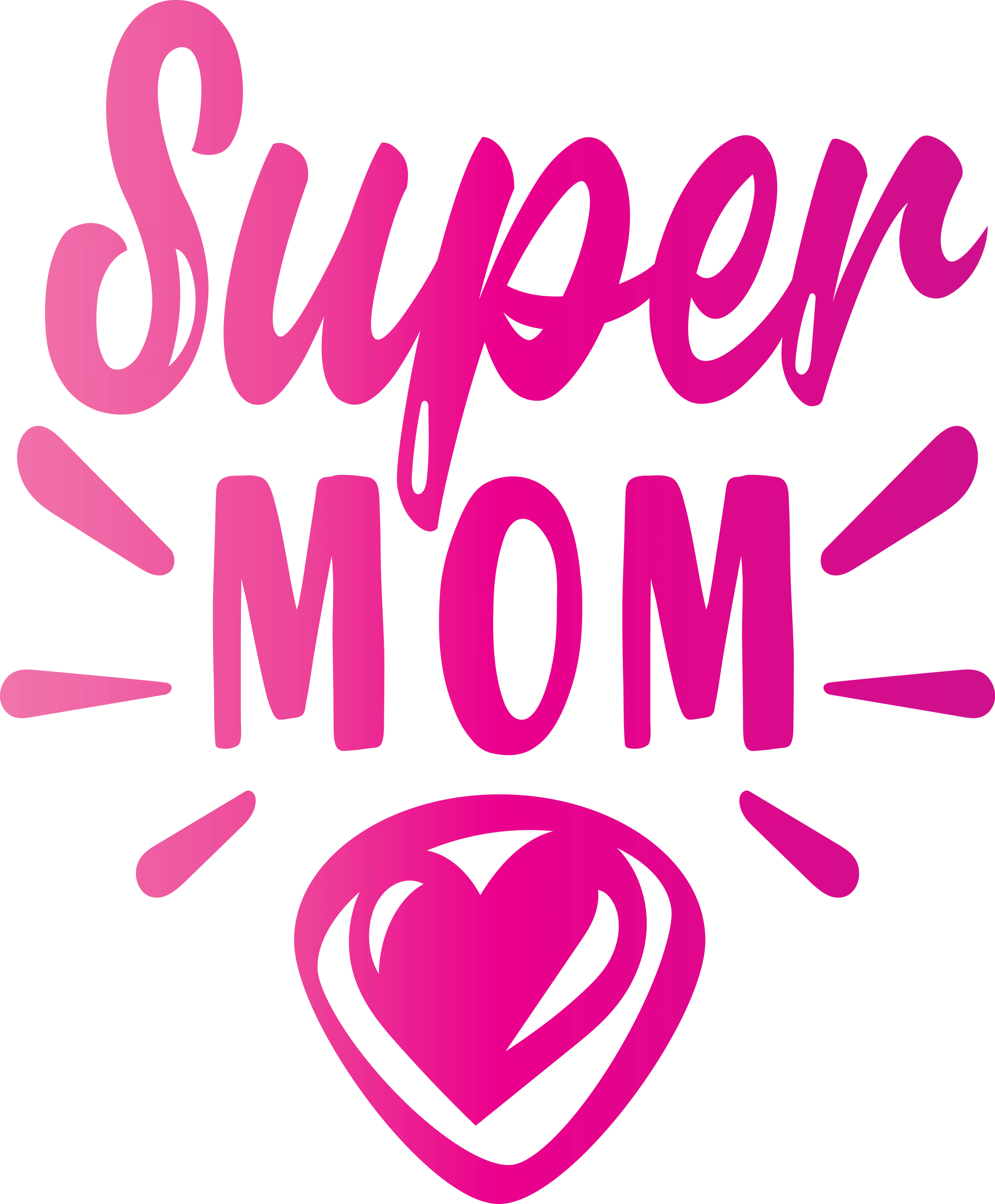 Super Mom Text with Heart