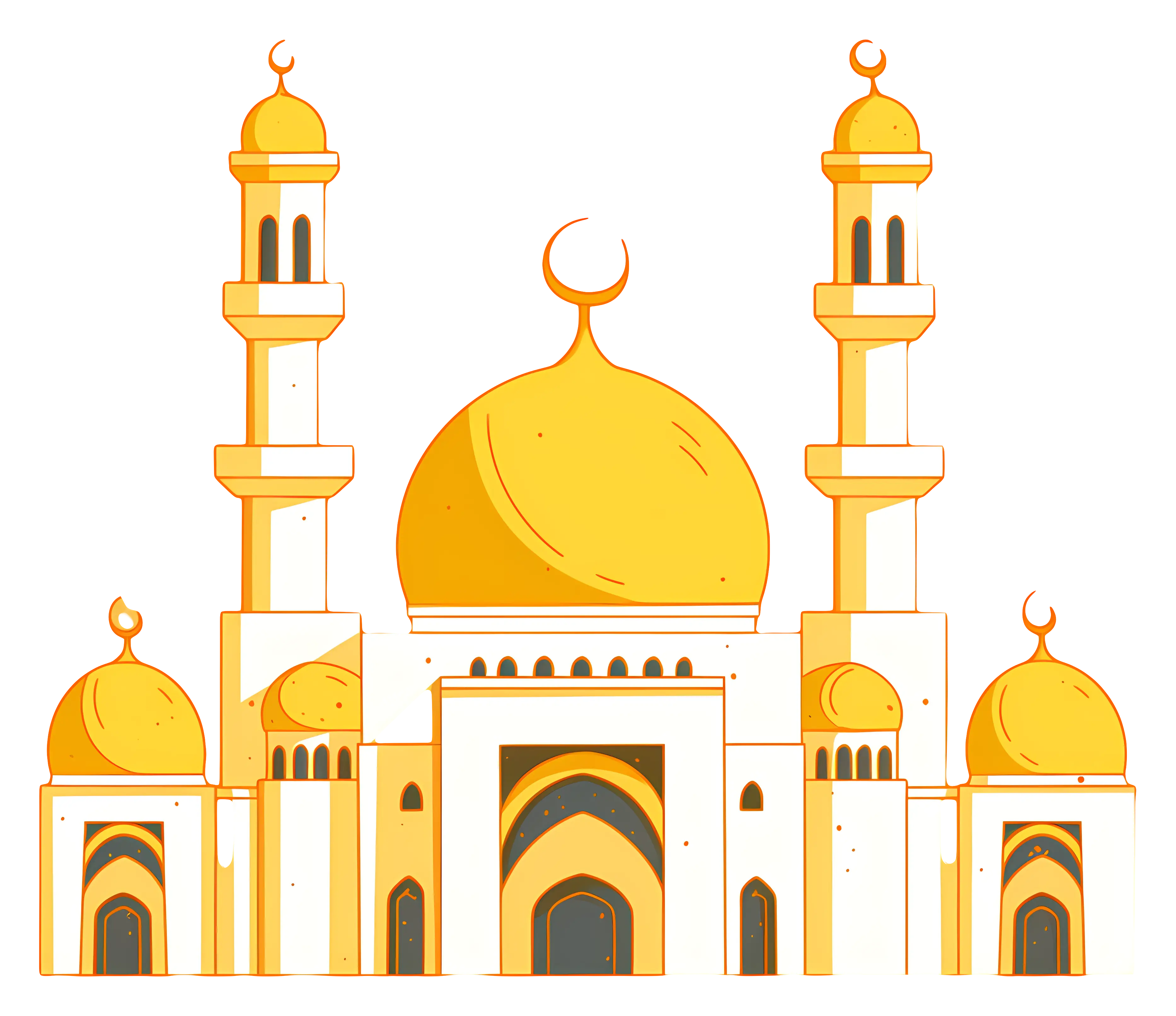 Islamic Mosque with Golden Domes Illustration