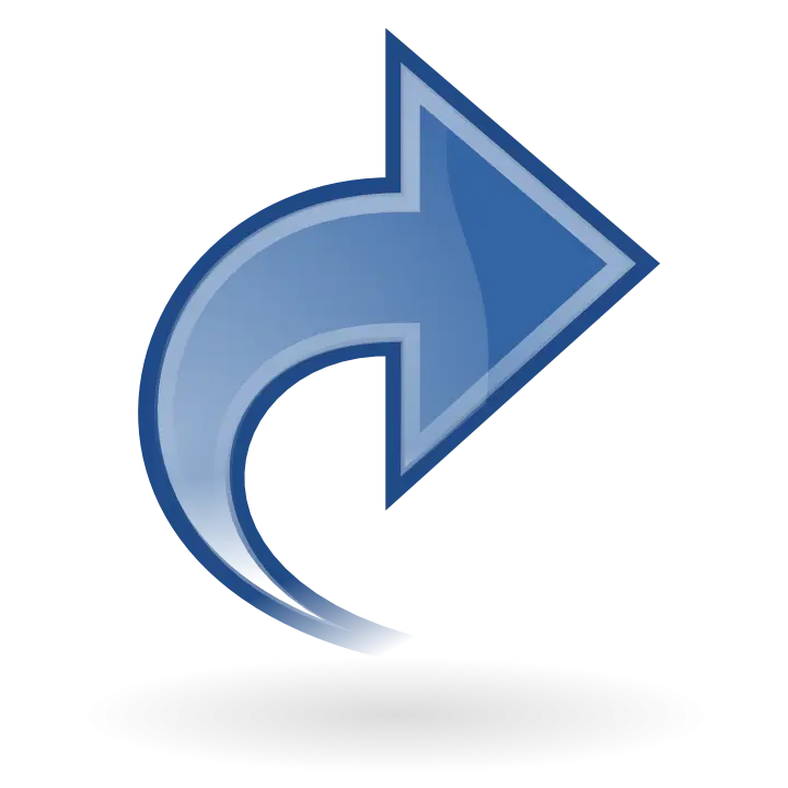 Curved Right Arrow in Blue