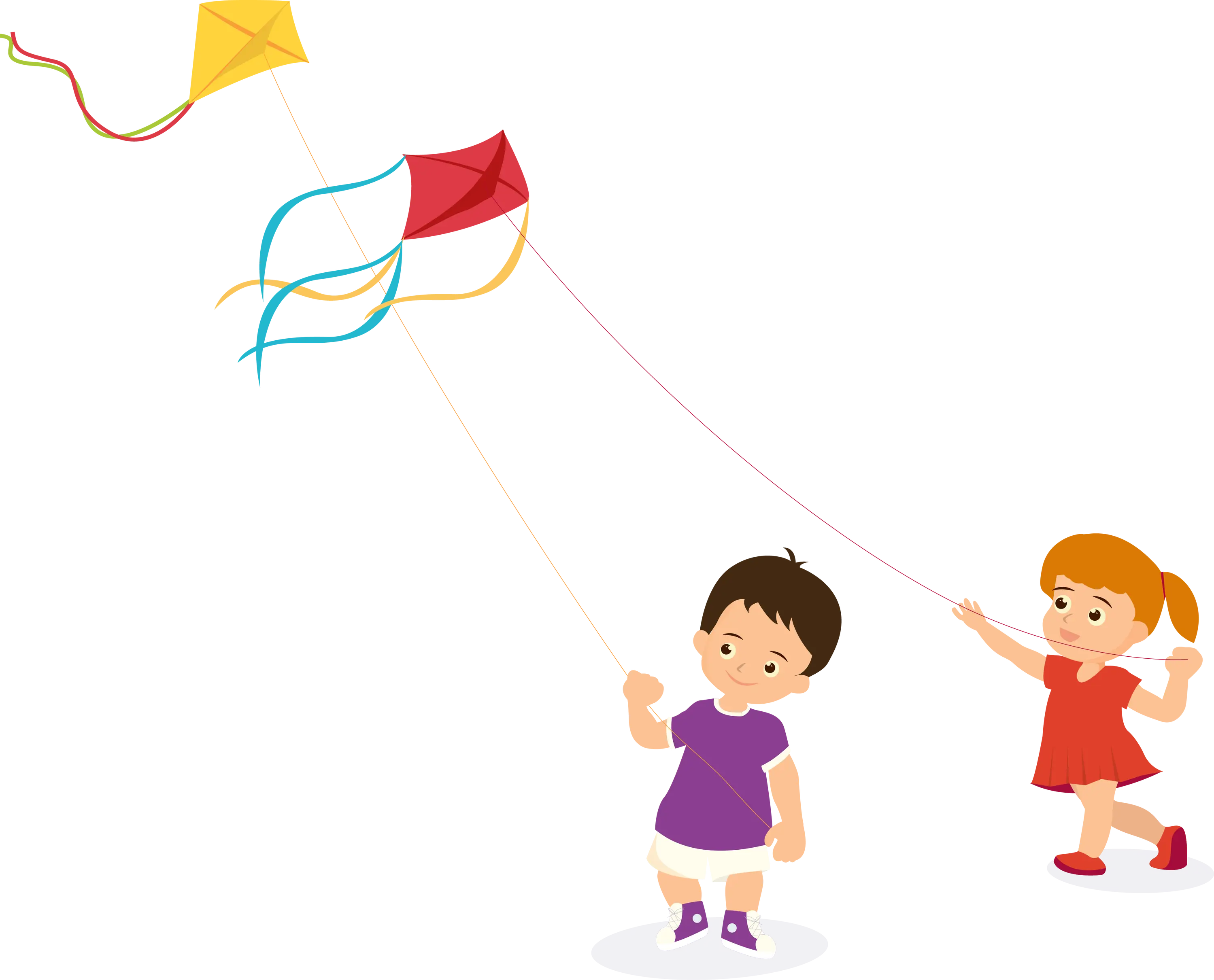 Illustration of Kids Flying Kites