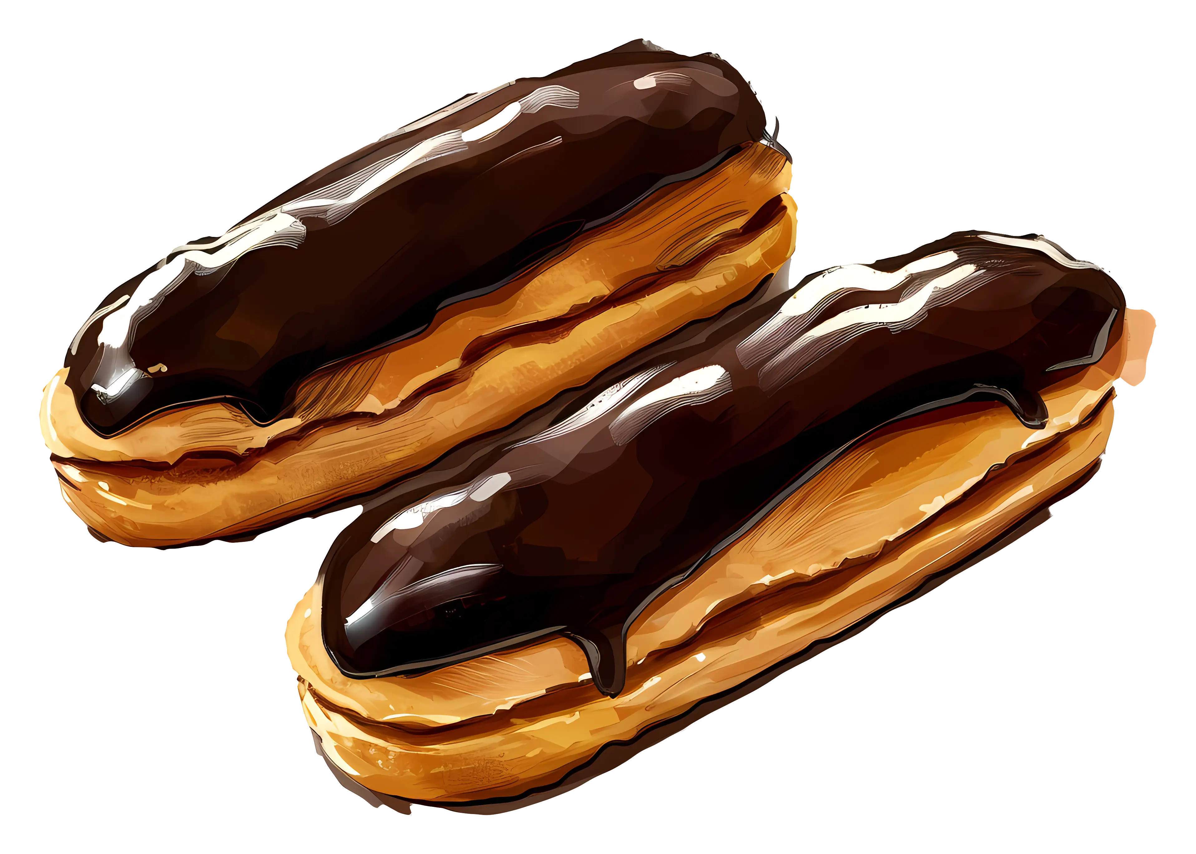 Chocolate Eclairs with Shiny Glaze