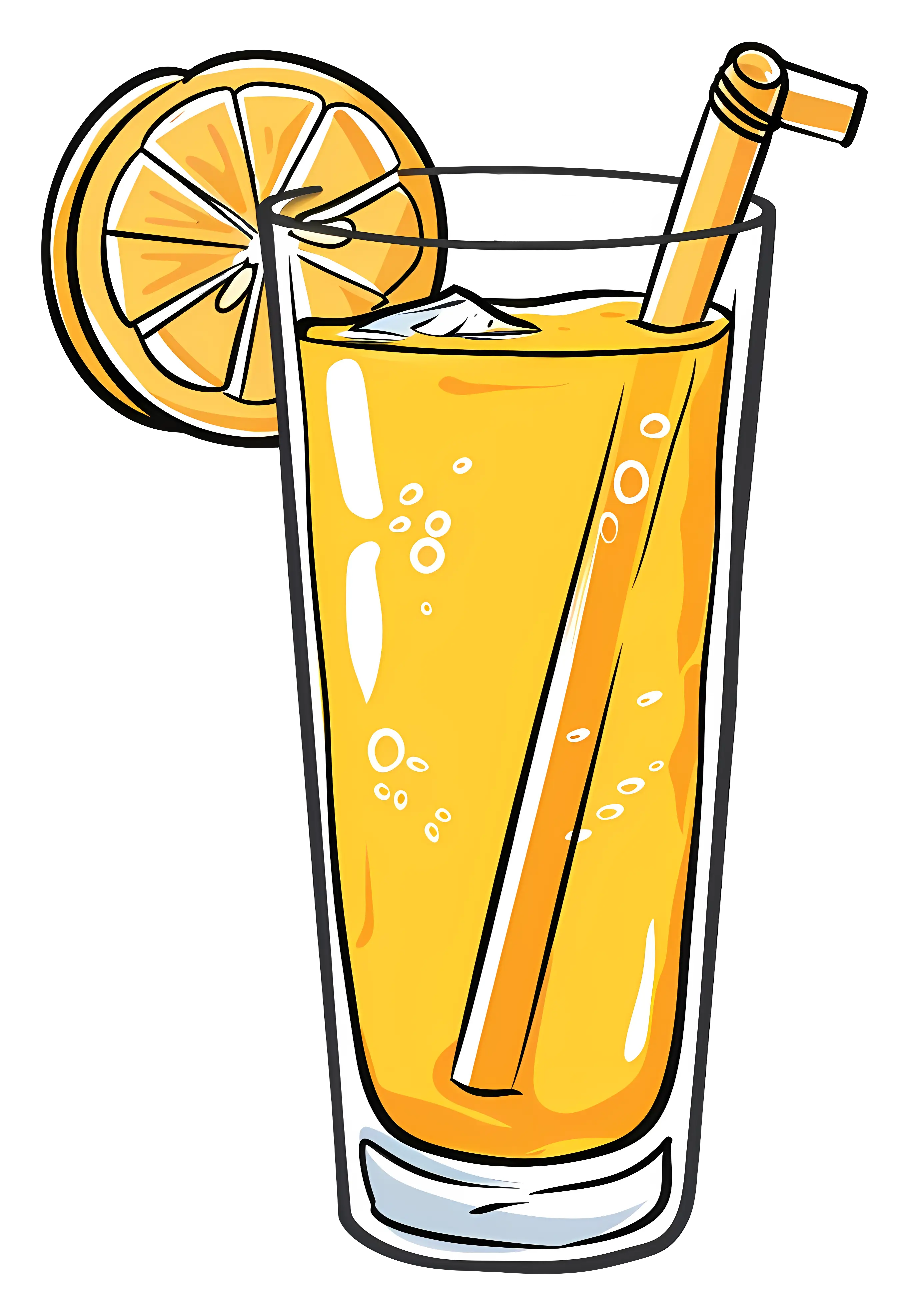Yellow Lemonade Illustration in Glass