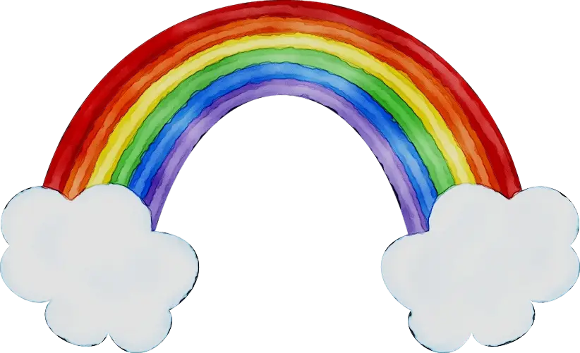 Rainbow with White Clouds Illustration
