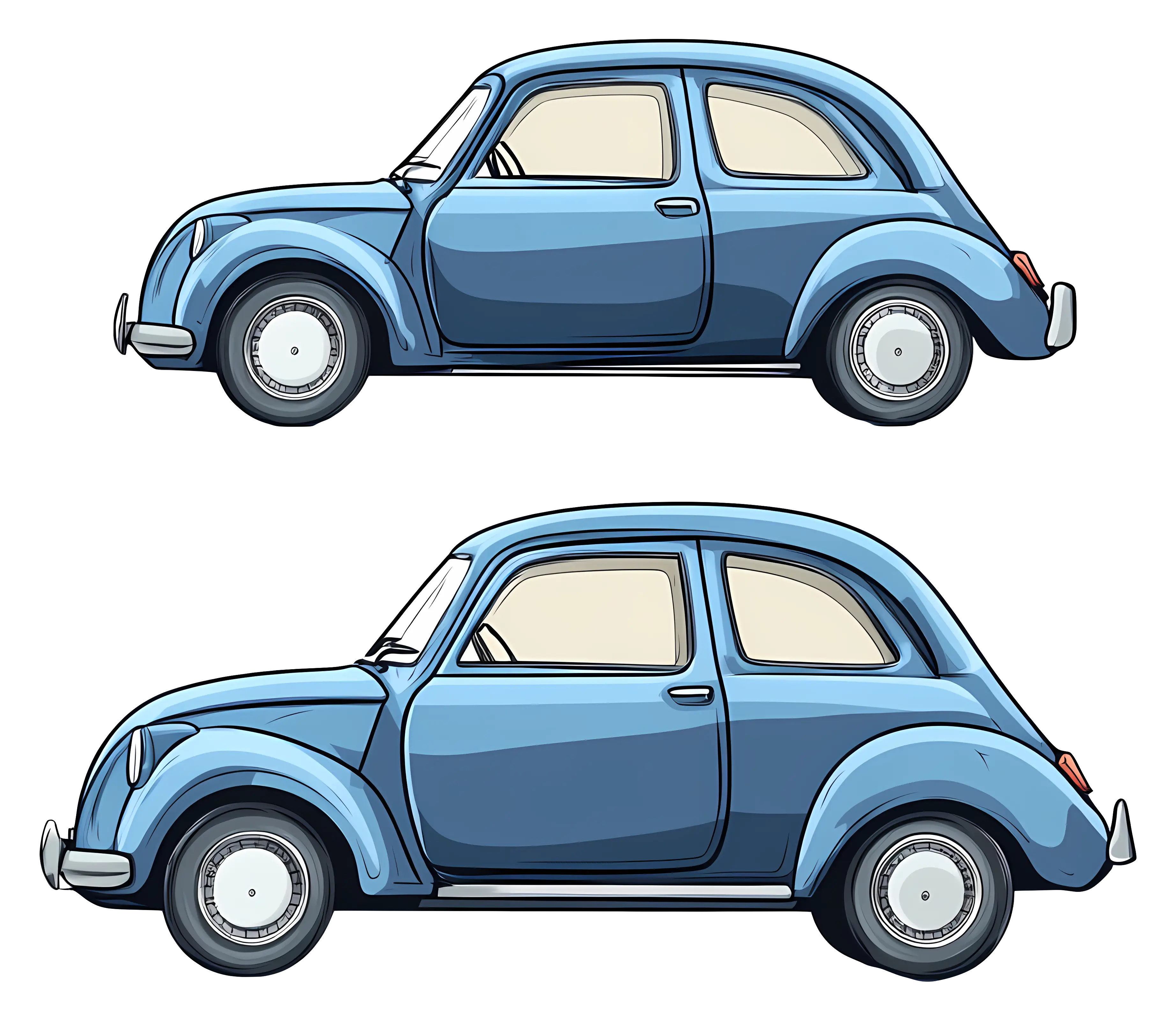 Blue Compact Car Illustration