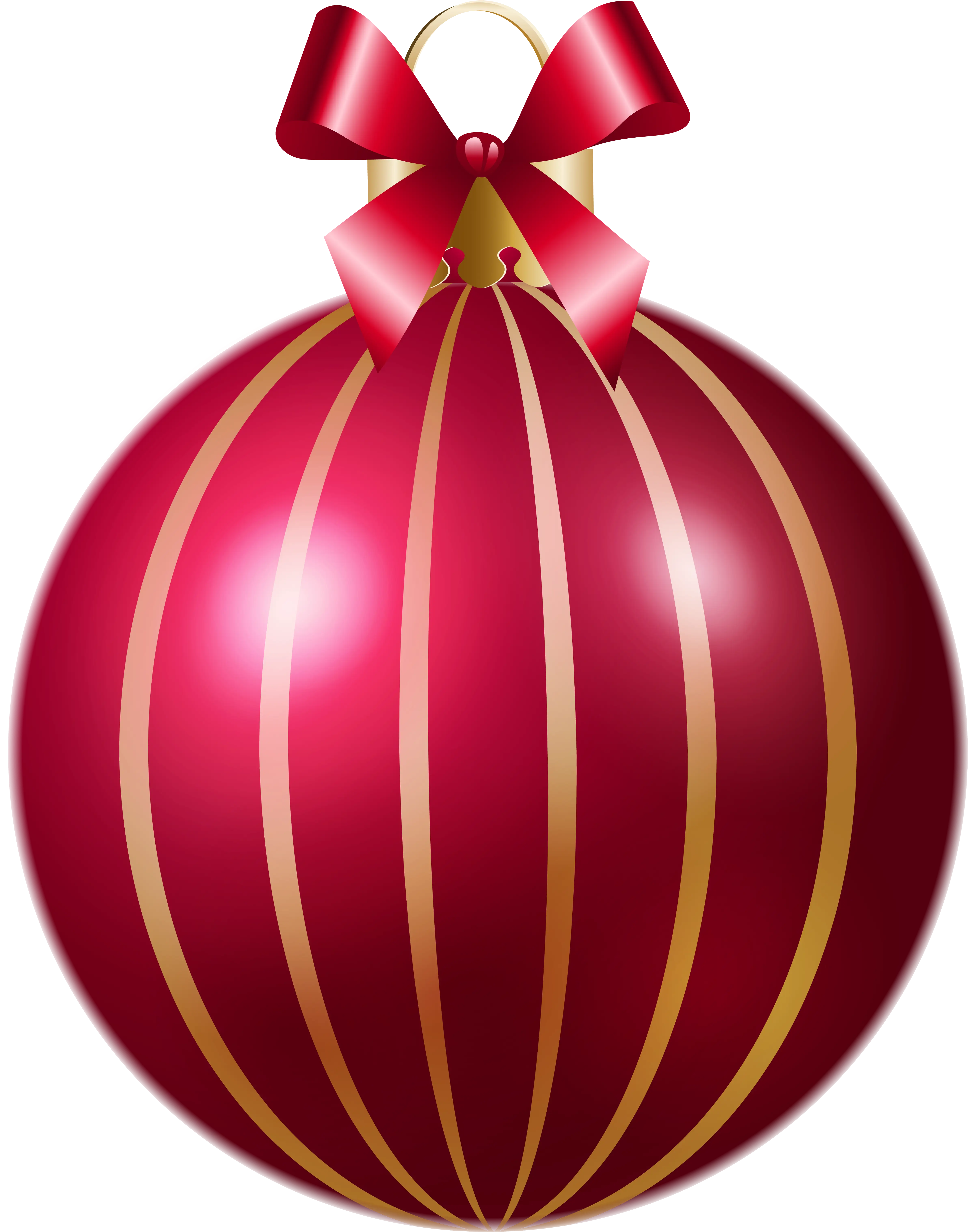 Shiny Red Christmas Ornament with Gold Stripes