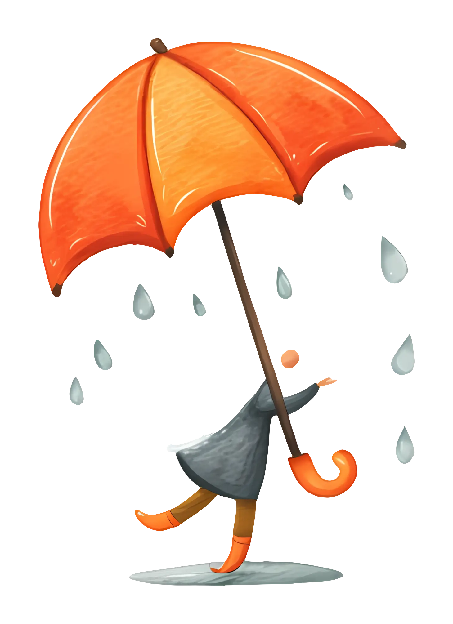 Person with Orange Umbrella