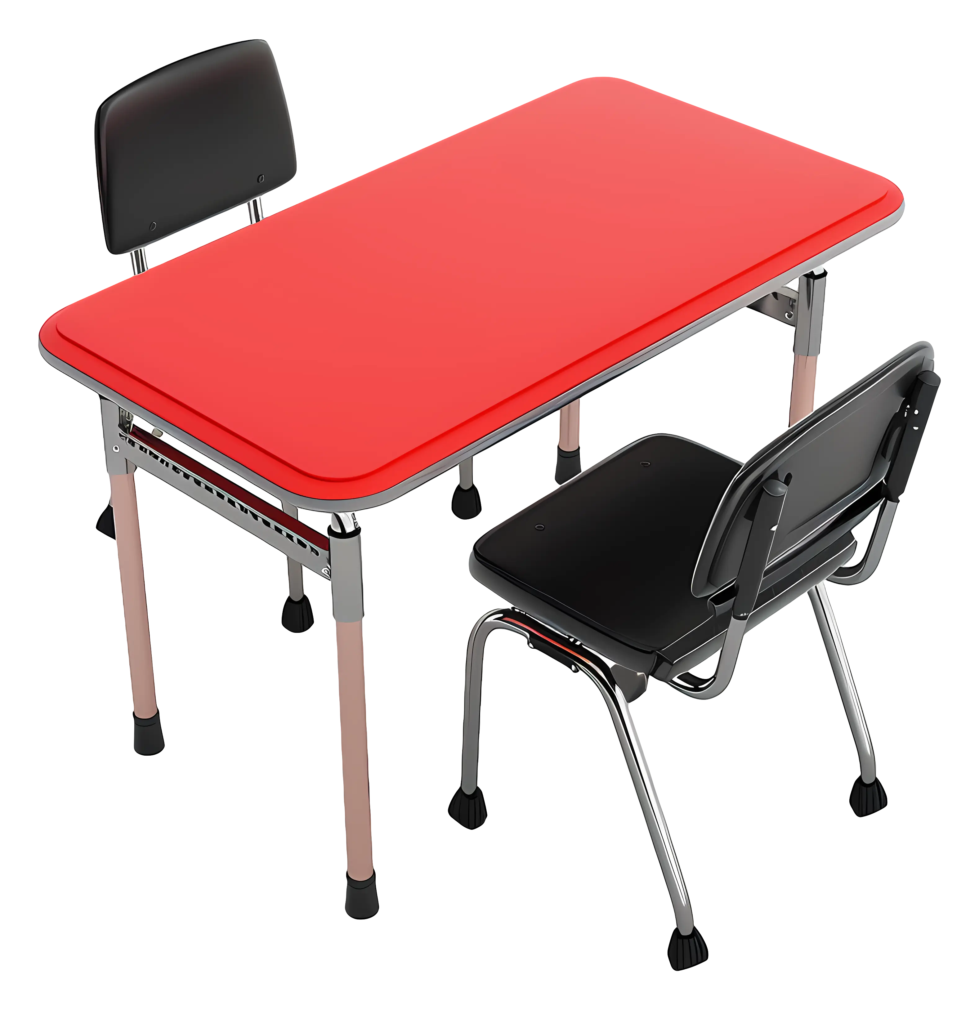 Red Table and Black Chairs Setup