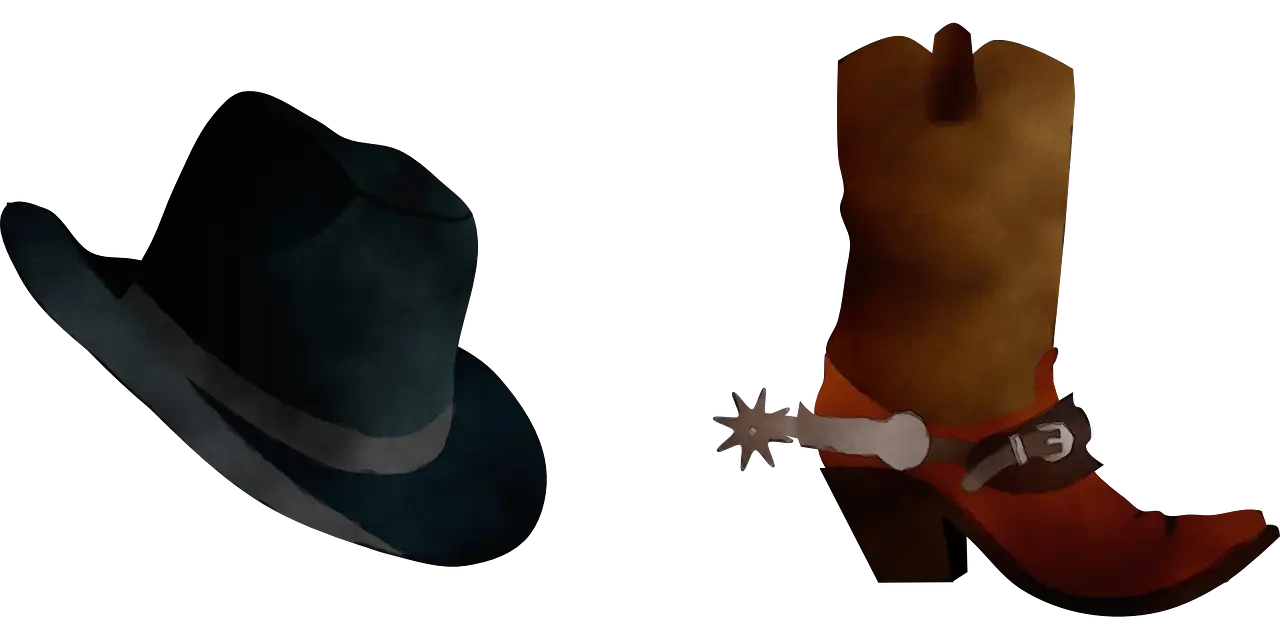 Cowboy Hat and Leather Boot Set