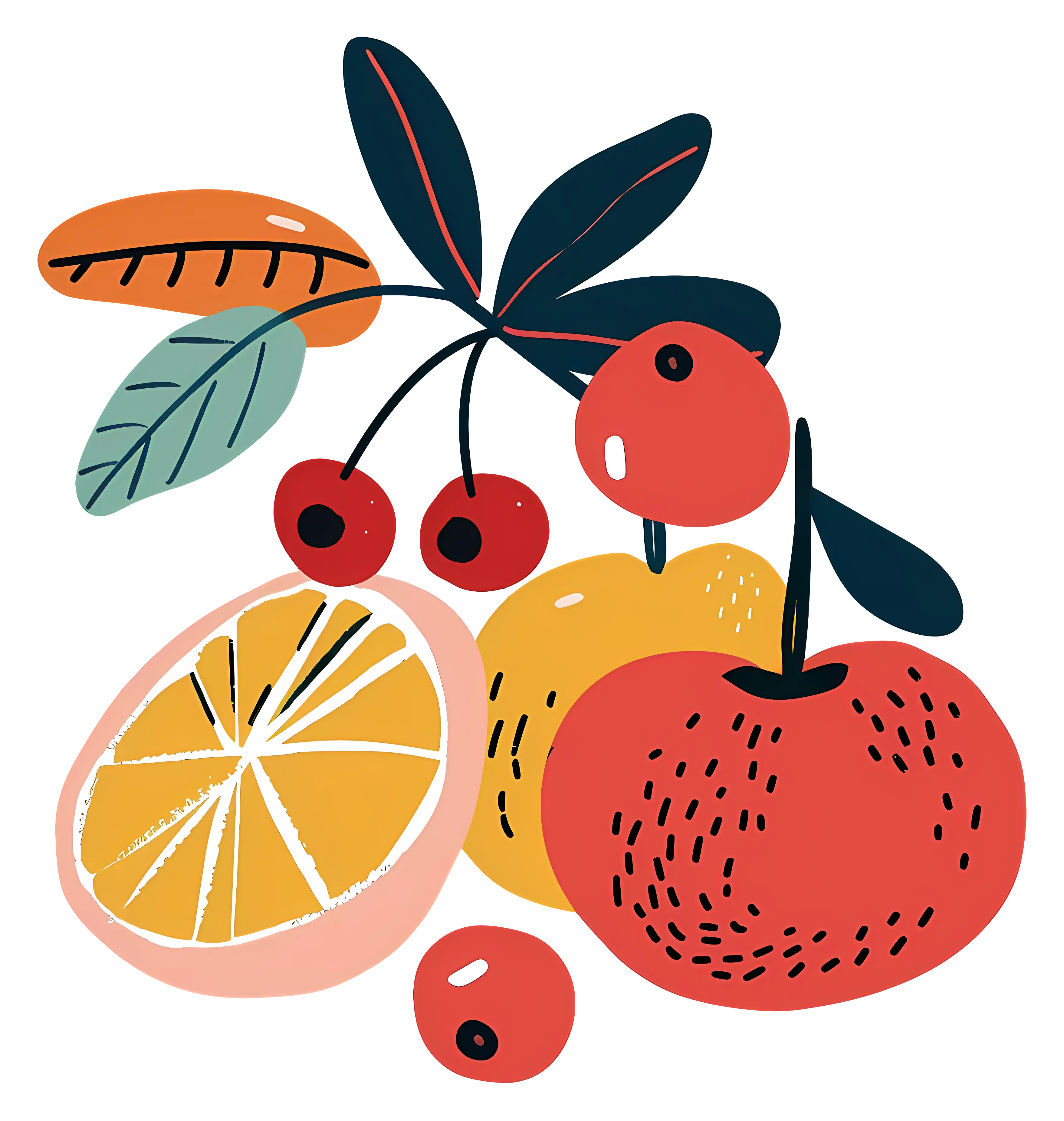 Fruit Illustration with Bright Colors