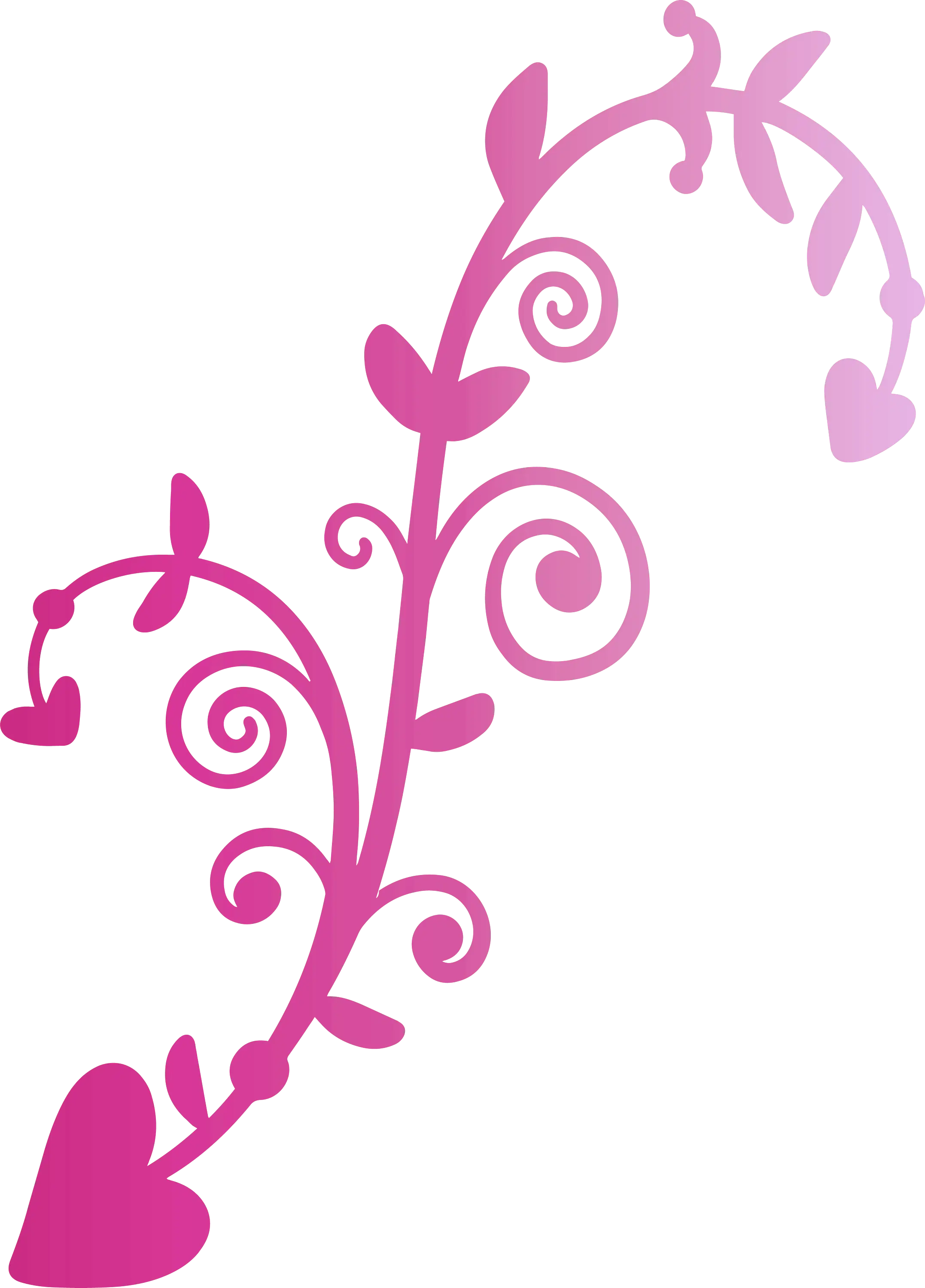 Pink Abstract Vines with Hearts
