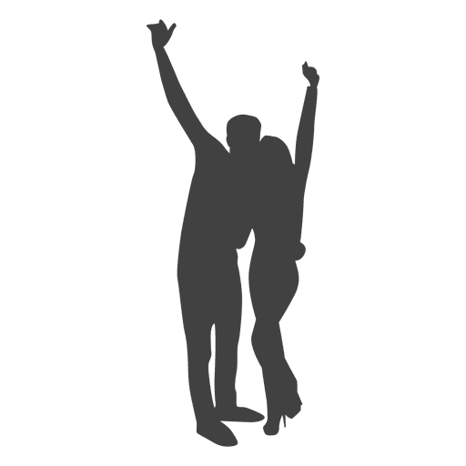 Silhouette of Dancing Couple in Celebration Pose