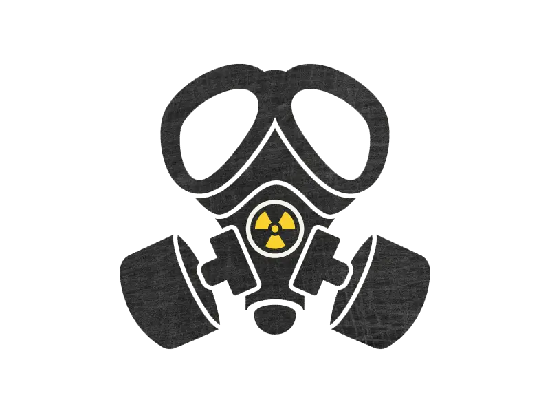 Gas Mask with Radiation Symbol